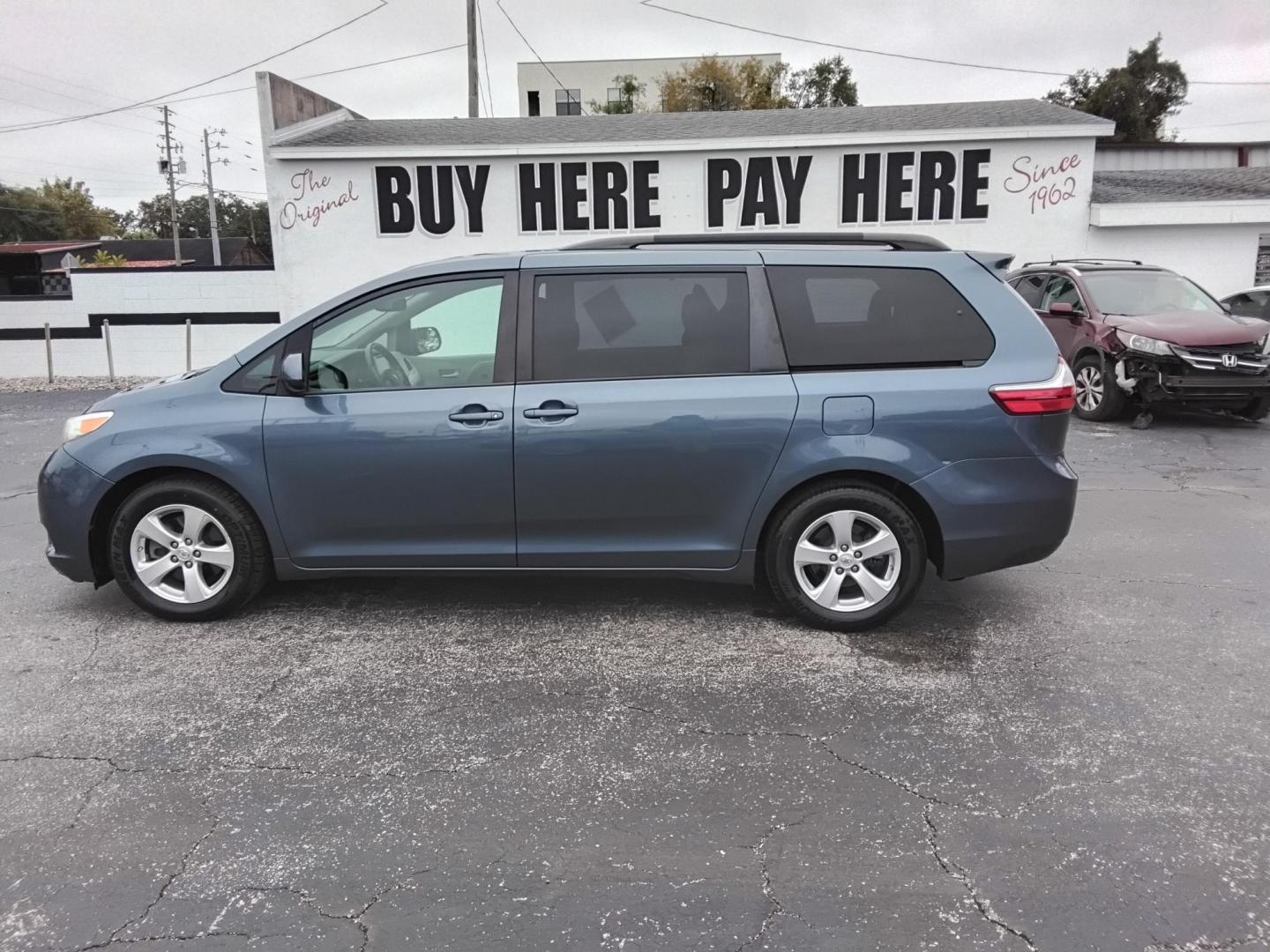 2015 BLUE /Beige Toyota Sienna (5TDKK3DC0FS) , located at 6112 N Florida Avenue, Tampa, FL, 33604, (888) 521-5131, 27.954929, -82.459534 - $499 down plus tax & tag. - Photo#1