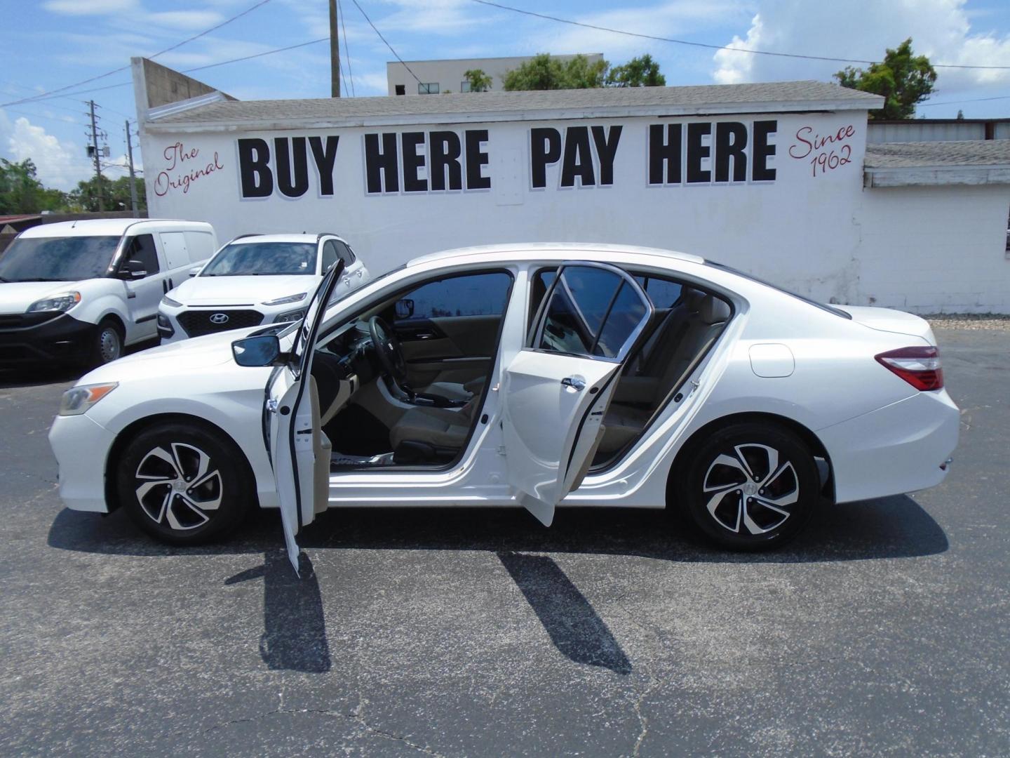 2017 WHITE Honda Accord LX Sedan CVT (1HGCR2F30HA) with an 2.4L L4 DOHC 16V engine, CVT transmission, located at 6112 N Florida Avenue, Tampa, FL, 33604, (888) 521-5131, 27.954929, -82.459534 - Photo#1