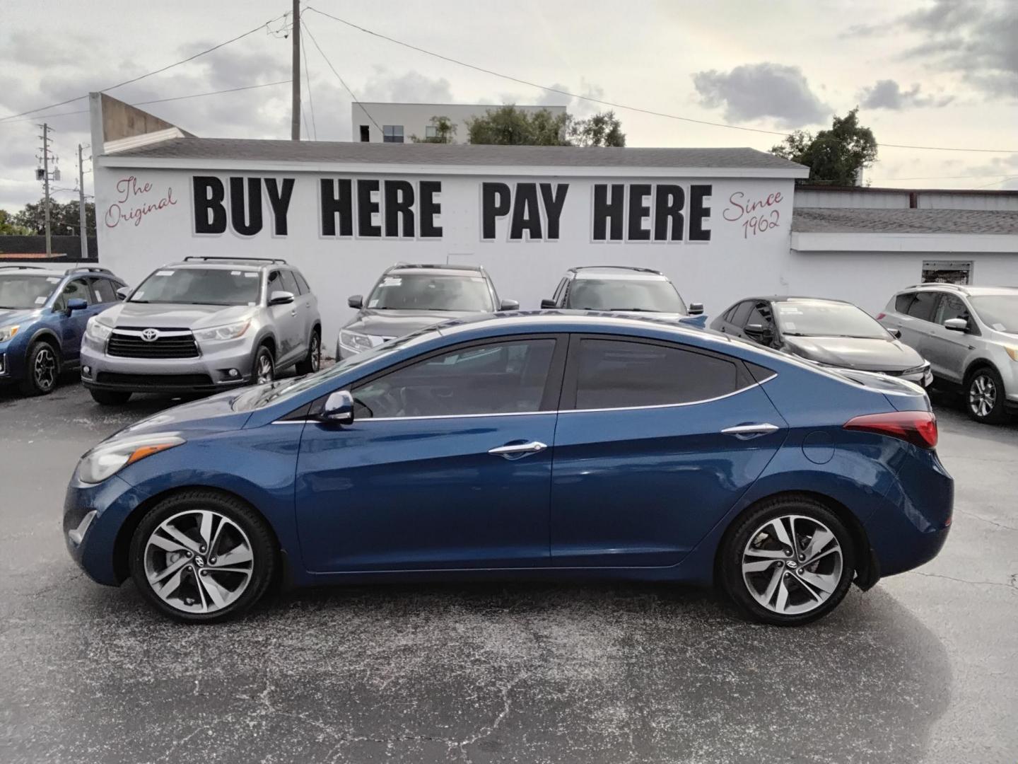 2015 DK BLUE /Grey Hyundai Elantra (KMHDH4AEXFU) , located at 6112 N Florida Avenue, Tampa, FL, 33604, (888) 521-5131, 27.954929, -82.459534 - $499 down plus tax & tag. - Photo#0