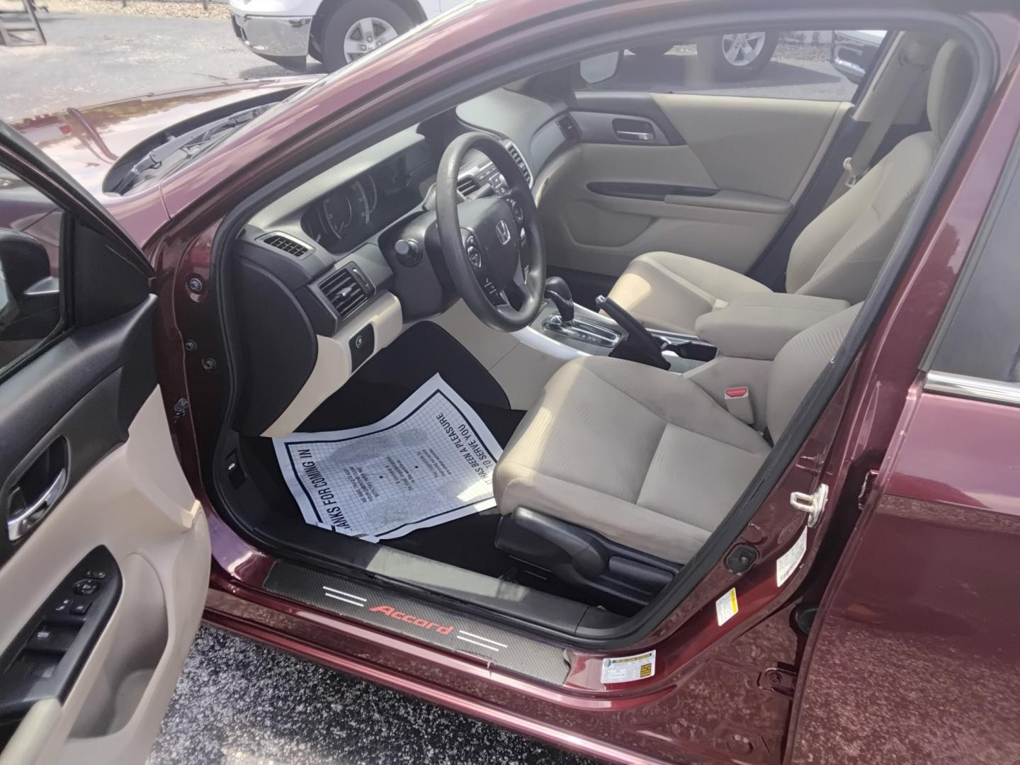 2014 RED /Beige Honda Accord LX Sedan CVT (1HGCR2F31EA) with an 2.4L L4 DOHC 16V engine, Continuously Variable Transmission transmission, located at 6112 N Florida Avenue, Tampa, FL, 33604, (888) 521-5131, 27.954929, -82.459534 - $499 DOWN PLUS TAX & TAG.- Photo#5