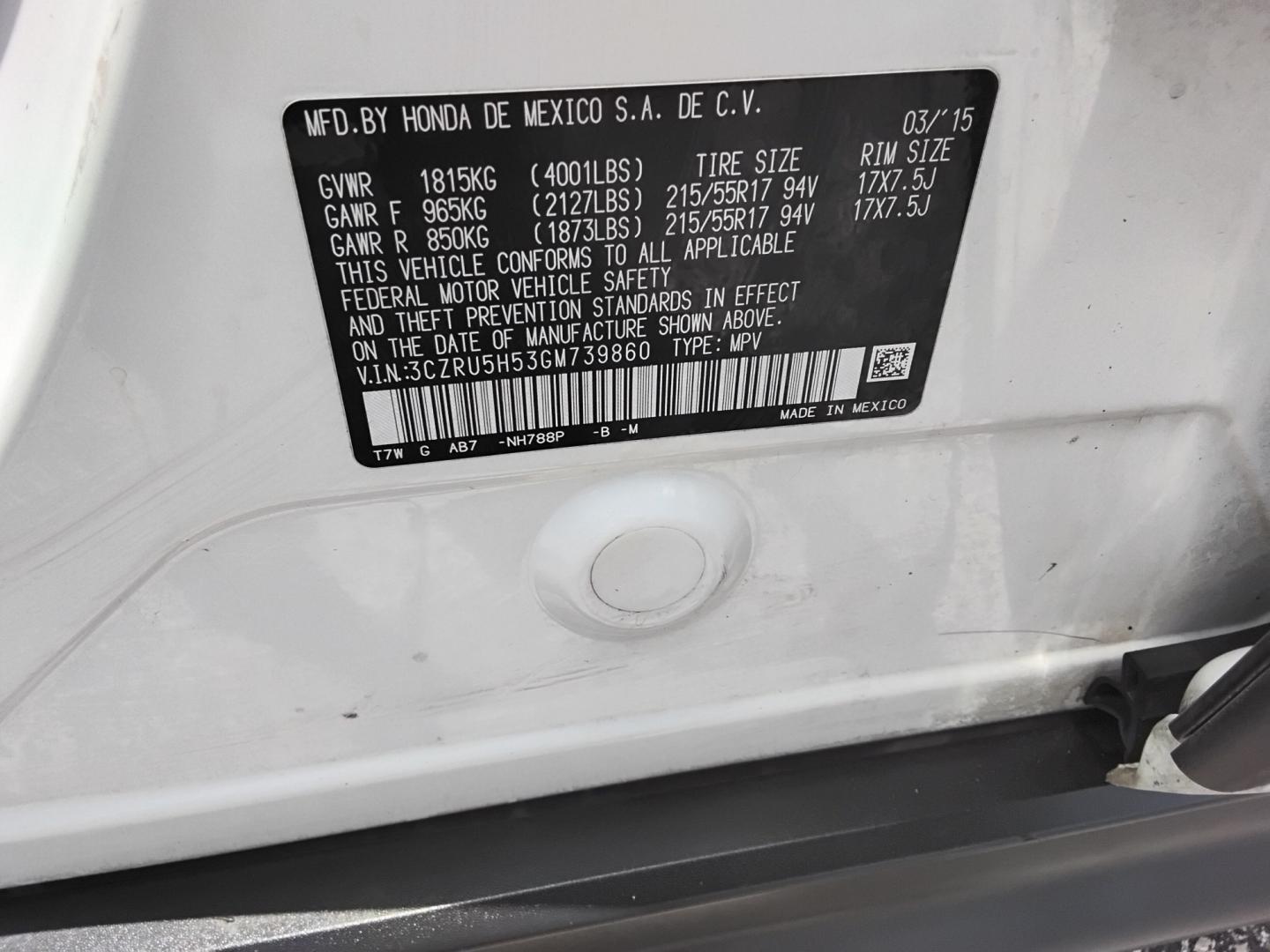 2016 White /Beige Honda HR-V EX 2WD CVT (3CZRU5H53GM) with an 1.8L L4 DOHC 16V engine, Continuously Variable Transmission transmission, located at 6112 N Florida Avenue, Tampa, FL, 33604, (888) 521-5131, 27.954929, -82.459534 - $499 down plus tax & tag.- Photo#23