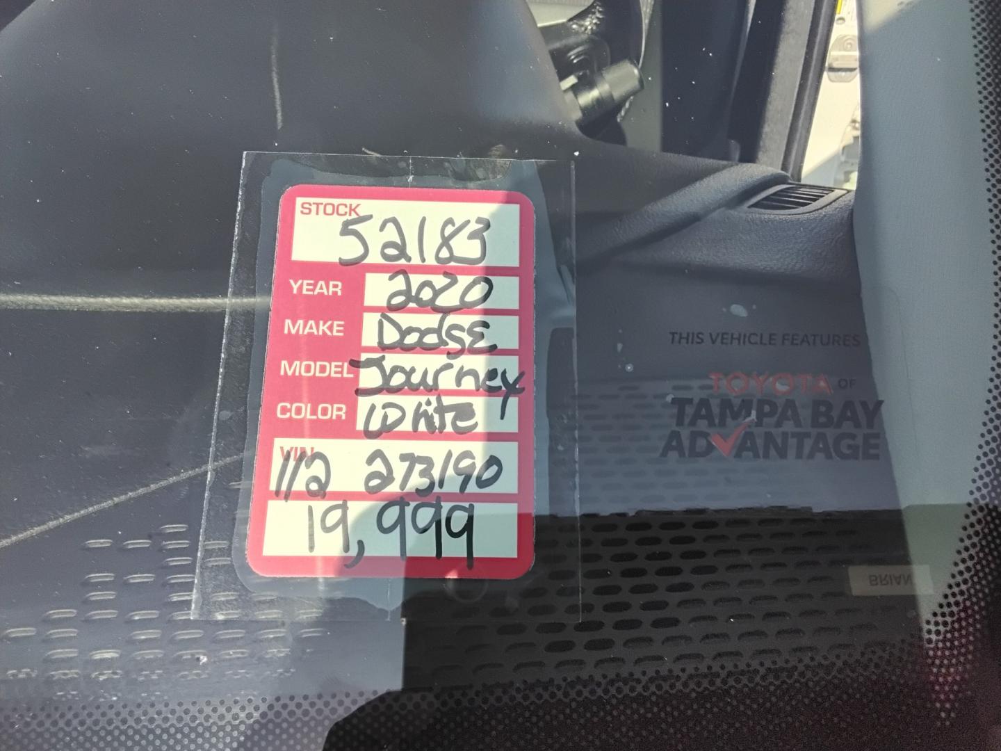 2020 White /Grey Dodge Journey SE Value (3C4PDCAB7LT) with an 2.4L L4 DOHC 16V engine, 6A transmission, located at 6112 N Florida Avenue, Tampa, FL, 33604, (888) 521-5131, 27.954929, -82.459534 - $499 DOWN PLUS TAX & TAG- Photo#13