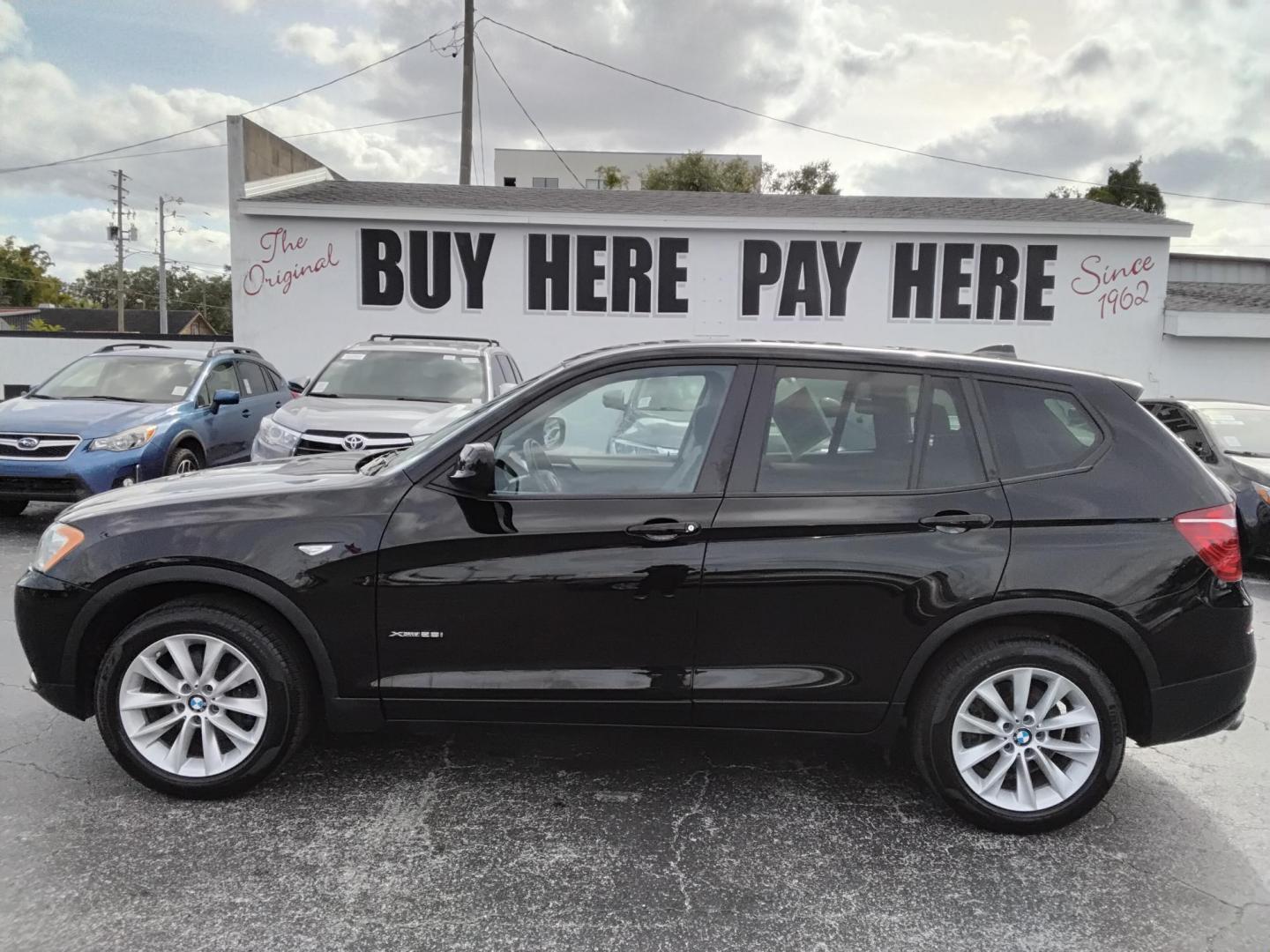 2013 BLACK /Grey BMW X3 xDrive28i (5UXWX9C57D0) with an 3.0L L6 DOHC 24V engine, 8-Speed Automatic transmission, located at 6112 N Florida Avenue, Tampa, FL, 33604, (888) 521-5131, 27.954929, -82.459534 - $499 down plus tax & tag, - Photo#0