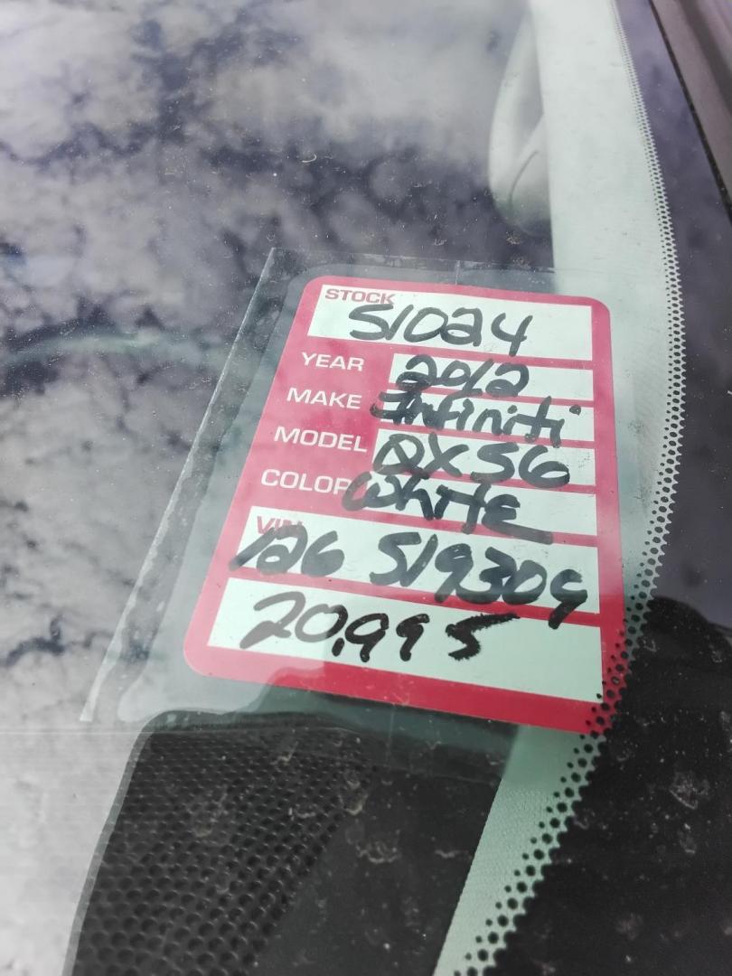 2012 White /Black Infiniti QX56 2WD (JN8AZ2NF5C9) with an 5.6L V8 DOHC 32V engine, 5-Speed Automatic transmission, located at 6112 N Florida Avenue, Tampa, FL, 33604, (888) 521-5131, 27.954929, -82.459534 - $499 down plus tax & tag. - Photo#24