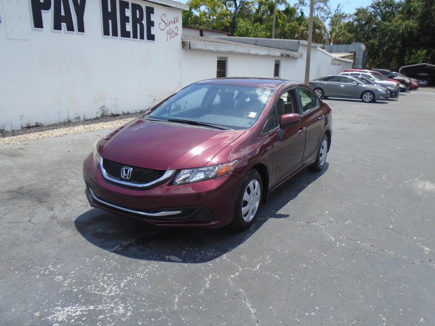2015 RED /Beige Honda Civic LX Sedan CVT (19XFB2F59FE) with an 1.8L L4 SOHC 16V engine, Continuously Variable Transmission transmission, located at 6112 N Florida Avenue, Tampa, FL, 33604, (888) 521-5131, 27.954929, -82.459534 - 499 DOWN PLUS TAX & TAG - Photo#2