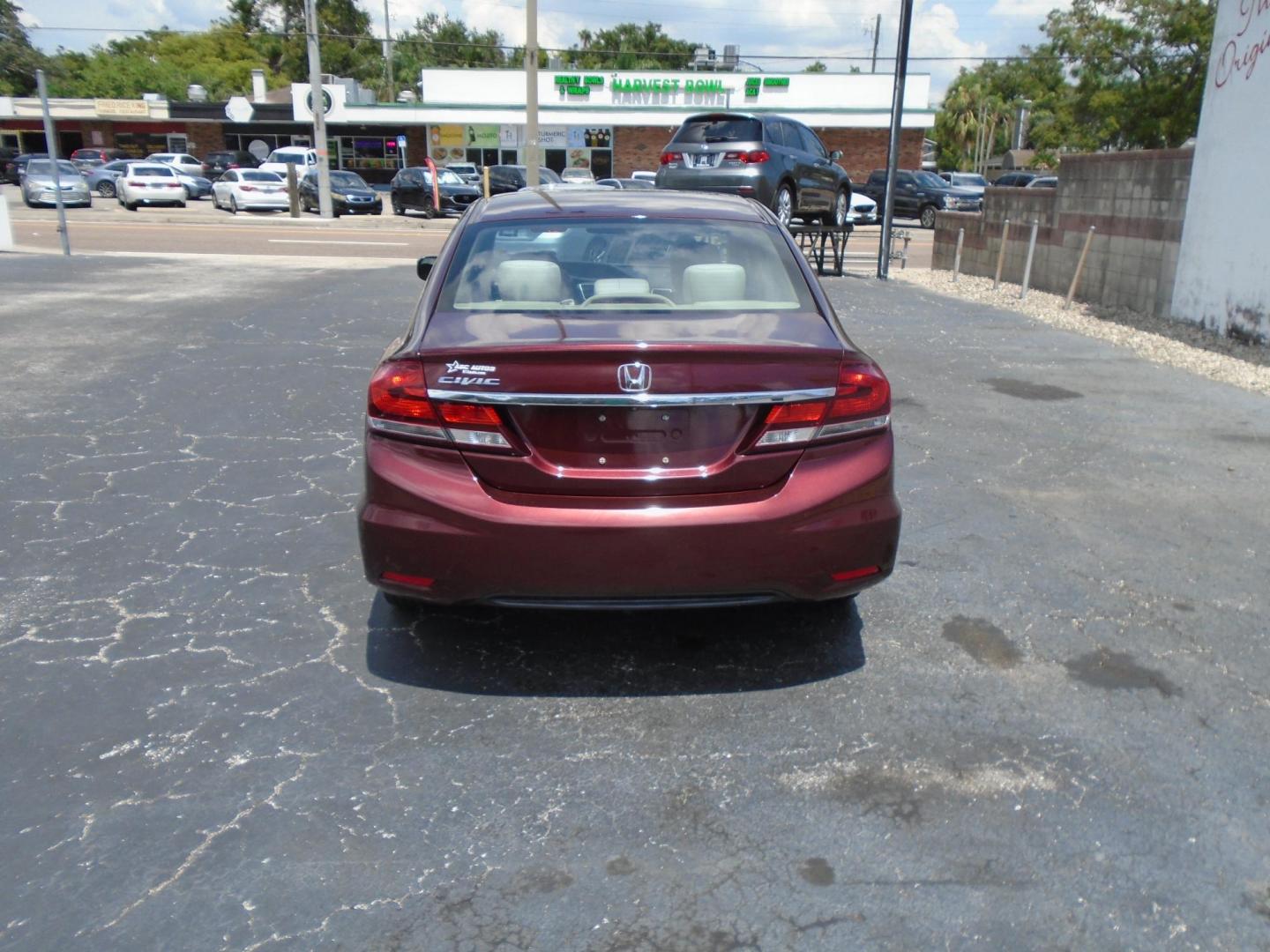 2015 RED /Beige Honda Civic LX Sedan CVT (19XFB2F59FE) with an 1.8L L4 SOHC 16V engine, Continuously Variable Transmission transmission, located at 6112 N Florida Avenue, Tampa, FL, 33604, (888) 521-5131, 27.954929, -82.459534 - 499 DOWN PLUS TAX & TAG - Photo#4