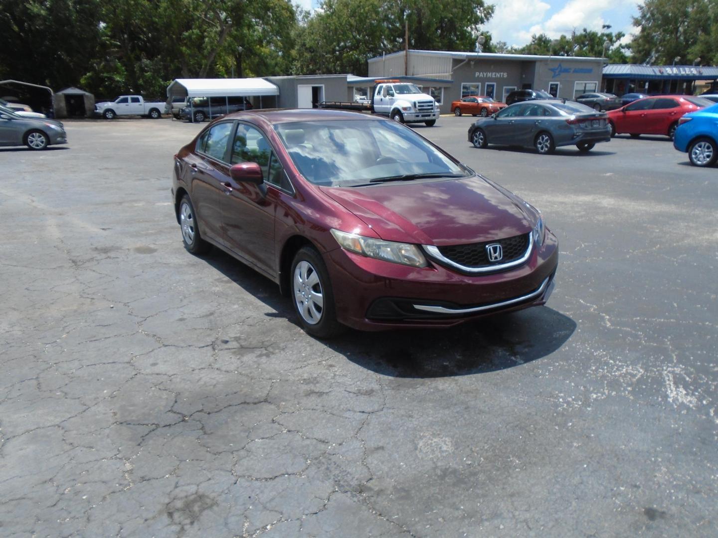 2015 RED /Beige Honda Civic LX Sedan CVT (19XFB2F59FE) with an 1.8L L4 SOHC 16V engine, Continuously Variable Transmission transmission, located at 6112 N Florida Avenue, Tampa, FL, 33604, (888) 521-5131, 27.954929, -82.459534 - 499 DOWN PLUS TAX & TAG - Photo#3