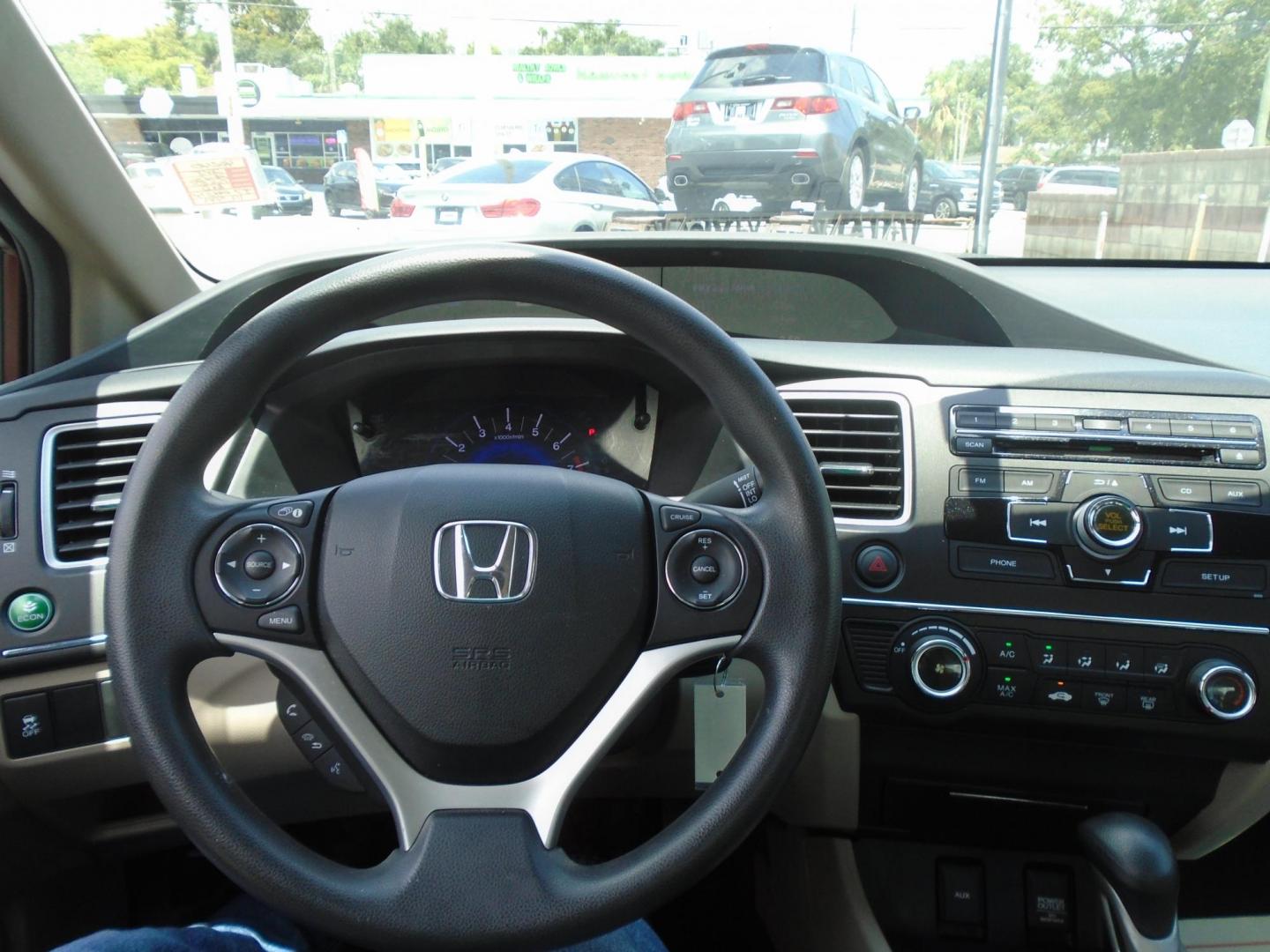 2015 RED /Beige Honda Civic LX Sedan CVT (19XFB2F59FE) with an 1.8L L4 SOHC 16V engine, Continuously Variable Transmission transmission, located at 6112 N Florida Avenue, Tampa, FL, 33604, (888) 521-5131, 27.954929, -82.459534 - 499 DOWN PLUS TAX & TAG - Photo#13