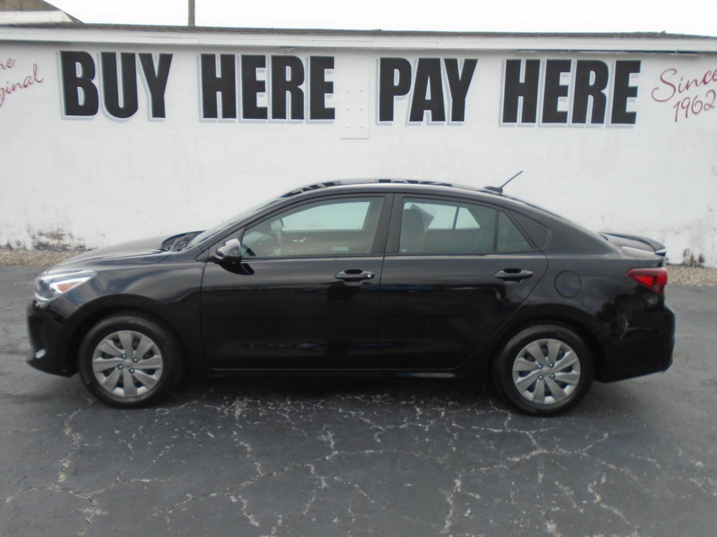 2019 BLACK /Grey Kia Rio LX (3KPA24AB7KE) with an 1.6L L4 DOHC 16V engine, 6A transmission, located at 6112 N Florida Avenue, Tampa, FL, 33604, (888) 521-5131, 27.954929, -82.459534 - 499 DOWN PLUS TAX & TAG - Photo#0