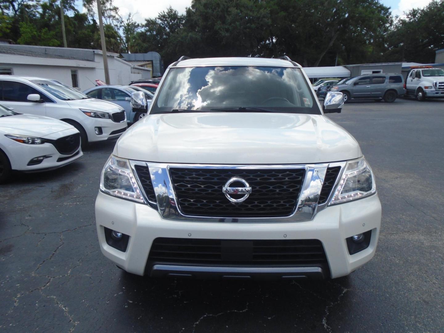2019 White /BLACK Nissan Armada SL 2WD (JN8AY2ND6KX) with an 5.6L V8 DOHC 32V engine, 7A transmission, located at 6112 N Florida Avenue, Tampa, FL, 33604, (888) 521-5131, 27.954929, -82.459534 - 499$ DOWN PLUS TAX & TAG. - Photo#1