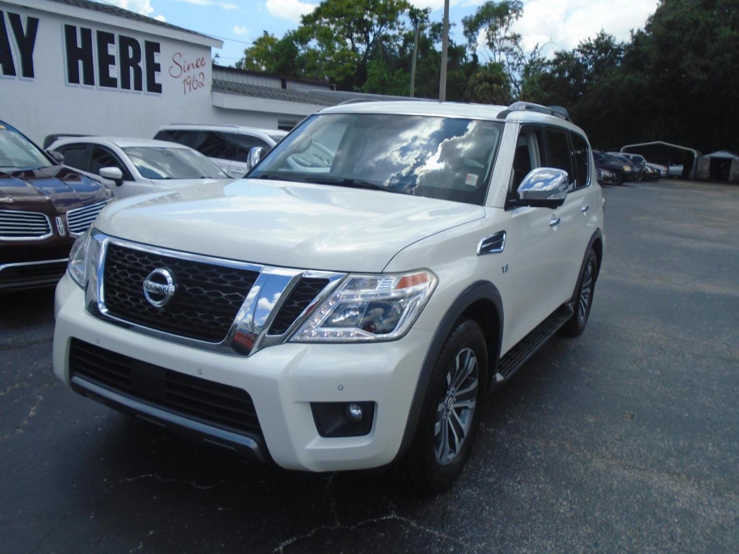 2019 White /BLACK Nissan Armada SL 2WD (JN8AY2ND6KX) with an 5.6L V8 DOHC 32V engine, 7A transmission, located at 6112 N Florida Avenue, Tampa, FL, 33604, (888) 521-5131, 27.954929, -82.459534 - 499$ DOWN PLUS TAX & TAG. - Photo#2