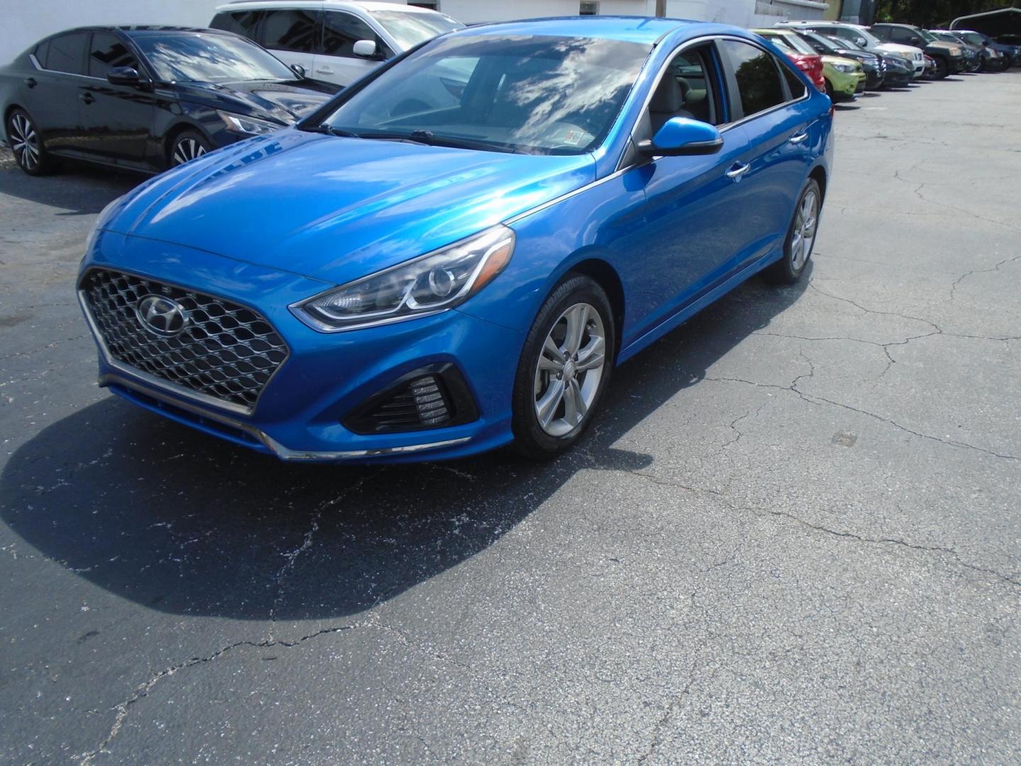 2019 Blue /Beige Hyundai Sonata Sport (5NPE34AF2KH) with an 2.4L L4 DOHC 16V engine, 6A transmission, located at 6112 N Florida Avenue, Tampa, FL, 33604, (888) 521-5131, 27.954929, -82.459534 - 499$ DOWN PLUS TAX & TAG. - Photo#0