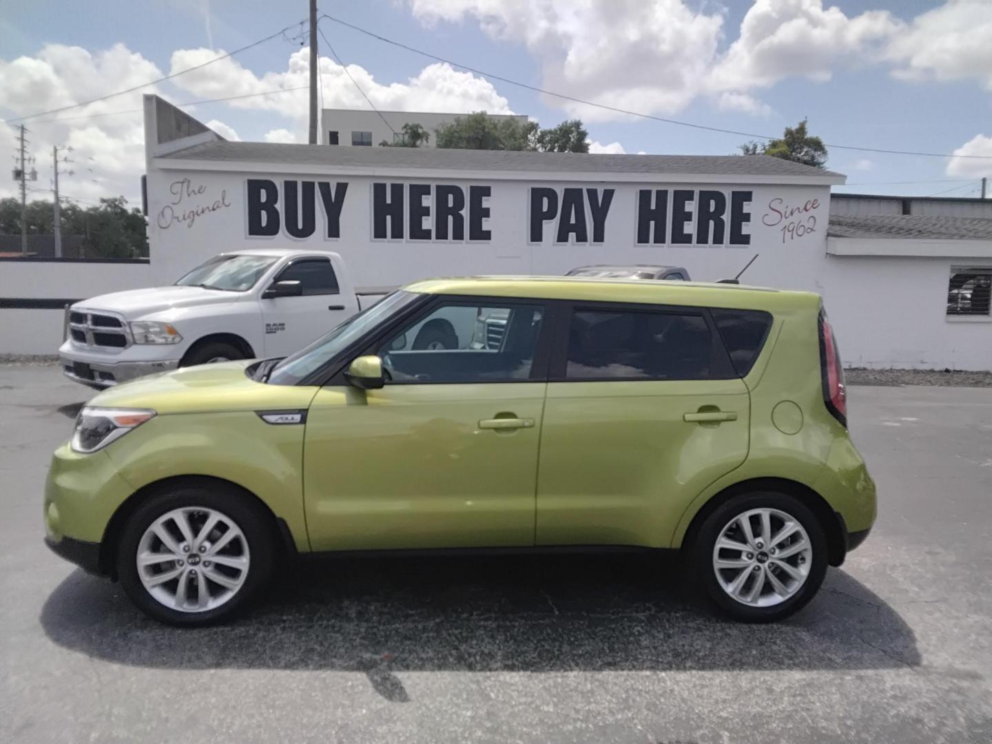 2017 GREEN /Black Kia Soul + (KNDJP3A57H7) with an 2.0L L4 DOHC 16V engine, 6A transmission, located at 5117 SR 674, Wimauma, FL, 33598, (813) 938-5846, 27.712418, -82.322784 - $499 DOWN PLUS TAX & TAG. - Photo#0