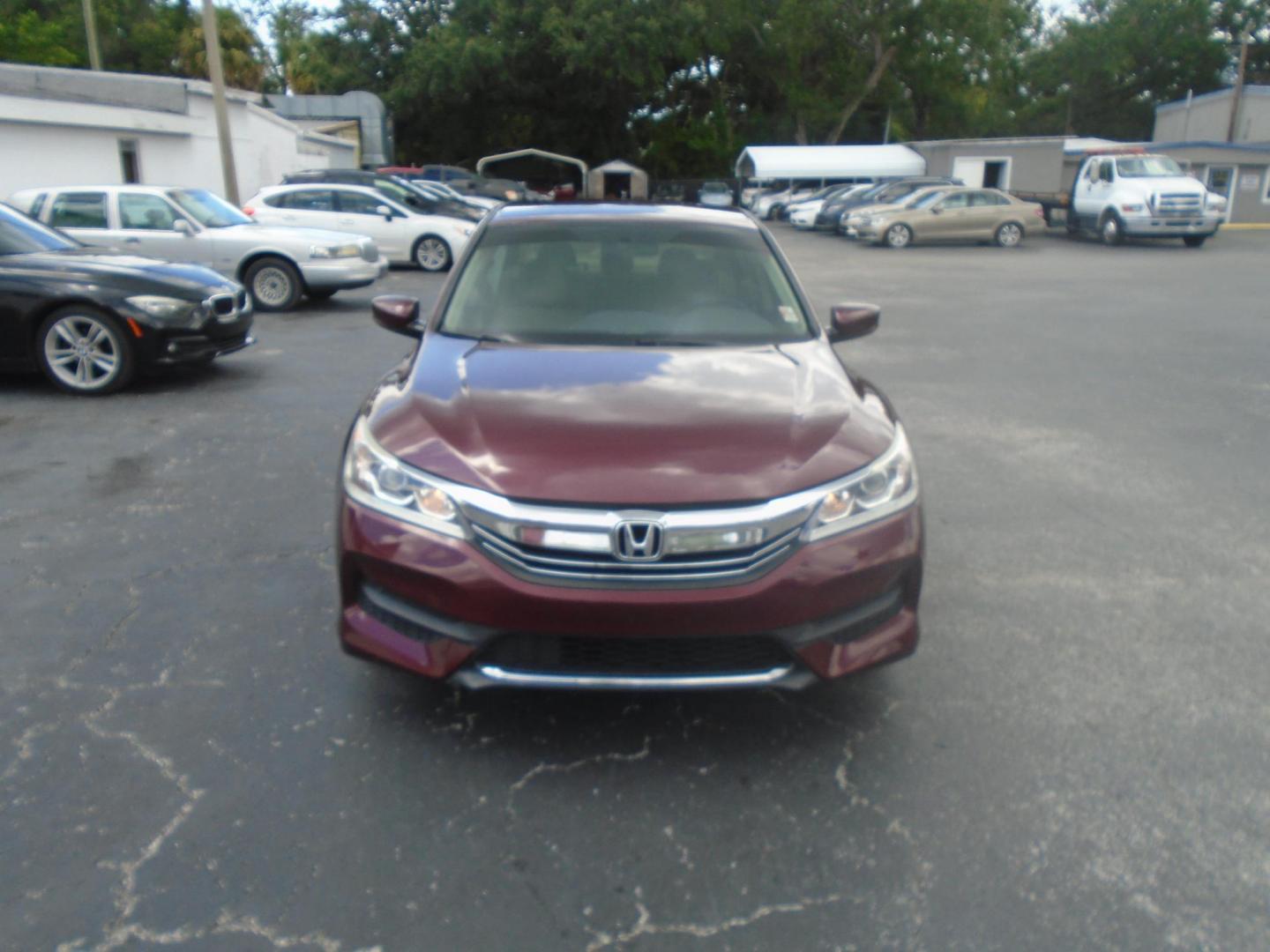 2017 RED /Beige Honda Accord LX Sedan CVT (1HGCR2F3XHA) with an 2.4L L4 DOHC 16V engine, CVT transmission, located at 6112 N Florida Avenue, Tampa, FL, 33604, (888) 521-5131, 27.954929, -82.459534 - 499$ DOWN PLUS TAX & TAG. - Photo#1
