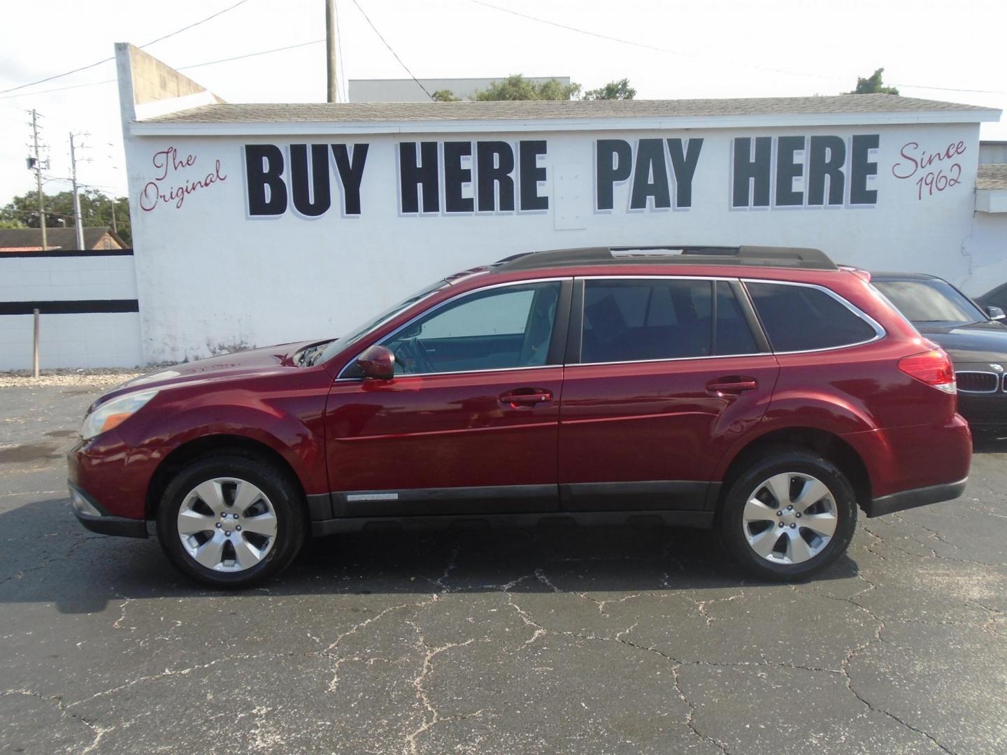 2011 RED /Beige Subaru Outback 3.6R Limited (4S4BRDLC4B2) with an 3.6L H6 DOHC 24V engine, 5-Speed Automatic transmission, located at 6112 N Florida Avenue, Tampa, FL, 33604, (888) 521-5131, 27.954929, -82.459534 - 499$ DOWN PLUS TAX & TAG. - Photo#0
