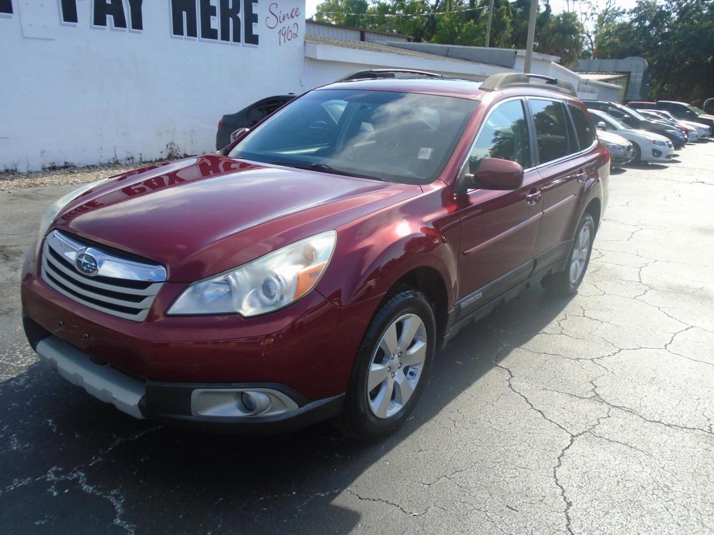 2011 RED /Beige Subaru Outback 3.6R Limited (4S4BRDLC4B2) with an 3.6L H6 DOHC 24V engine, 5-Speed Automatic transmission, located at 6112 N Florida Avenue, Tampa, FL, 33604, (888) 521-5131, 27.954929, -82.459534 - 499$ DOWN PLUS TAX & TAG. - Photo#1