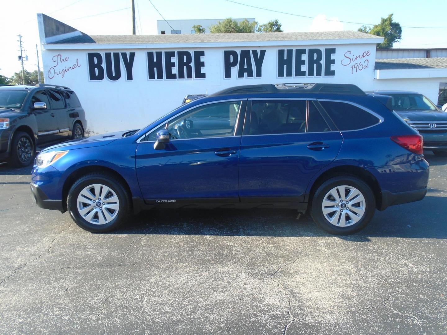 2017 Blue /Beige Subaru Outback 2.5i Premium (4S4BSAFCXH3) with an 2.5L H4 DOHC 16V engine, CVT transmission, located at 6112 N Florida Avenue, Tampa, FL, 33604, (888) 521-5131, 27.954929, -82.459534 - 499$ DOWN PLUS TAX & TAG. - Photo#0