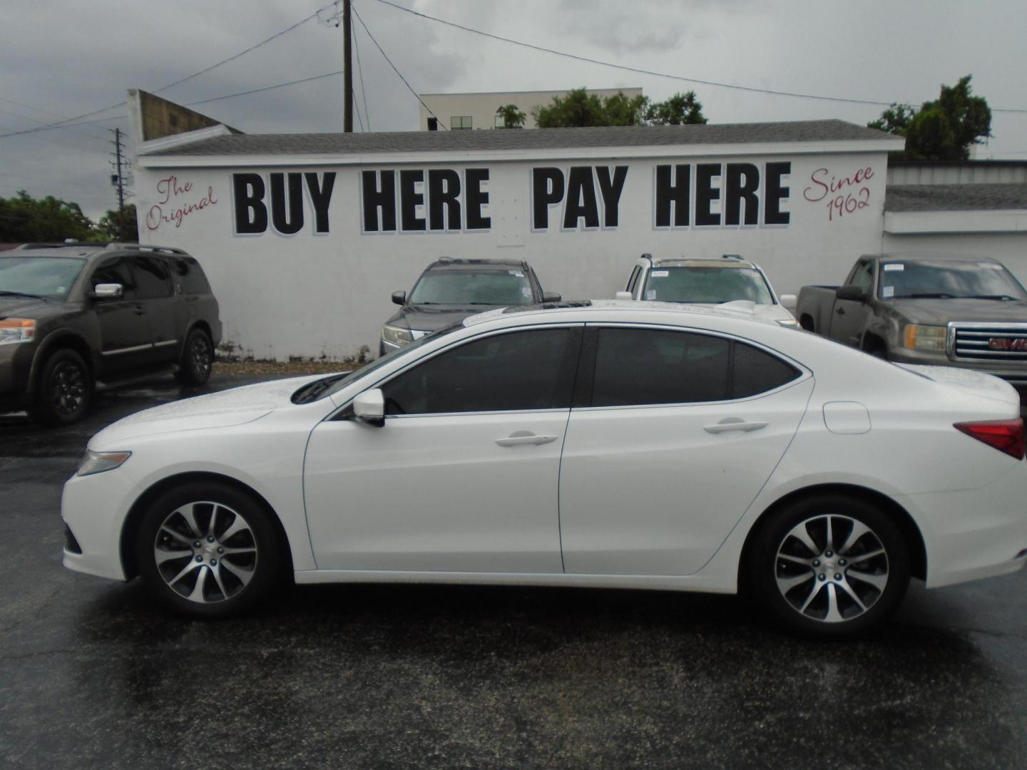 2015 White /Brown Acura TLX 8-Spd DCT w/Technology Package (19UUB1F51FA) with an 2.5L L4 DOHC 16V engine, 8-Speed Automatic transmission, located at 6112 N Florida Avenue, Tampa, FL, 33604, (888) 521-5131, 27.954929, -82.459534 - 499$ down plus tax & tag. - Photo#0