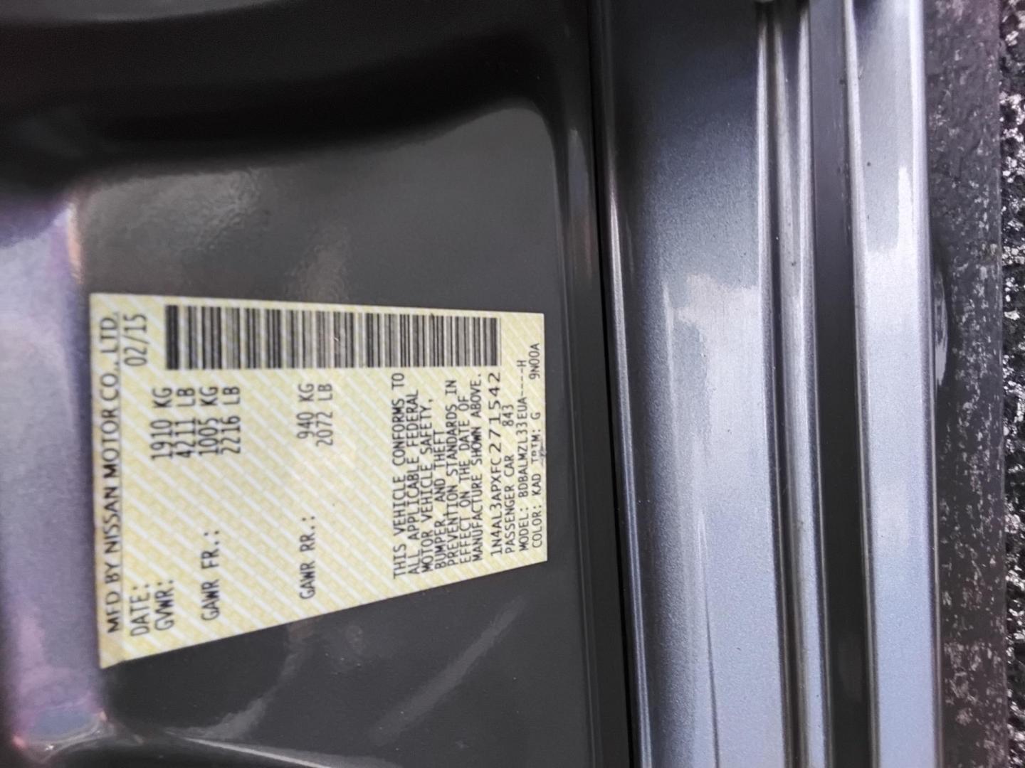 2015 GRAY /Grey Nissan Altima 2.5 S (1N4AL3APXFC) with an 2.5L L4 DOHC 16V engine, Continuously Variable Transmission transmission, located at 6112 N Florida Avenue, Tampa, FL, 33604, (888) 521-5131, 27.954929, -82.459534 - 499$ down plus tax & tag. - Photo#16