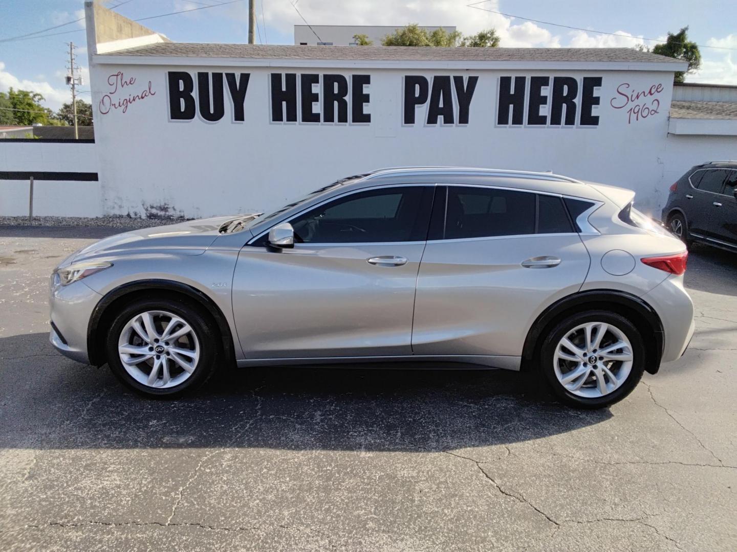 2018 SILVER /Black Infiniti QX30 Luxury (SJKCH5CPXJA) with an 2.0L L4 DOHC 16V engine, 7A transmission, located at 6112 N Florida Avenue, Tampa, FL, 33604, (888) 521-5131, 27.954929, -82.459534 - 499$ down plus tax & tag - Photo#0