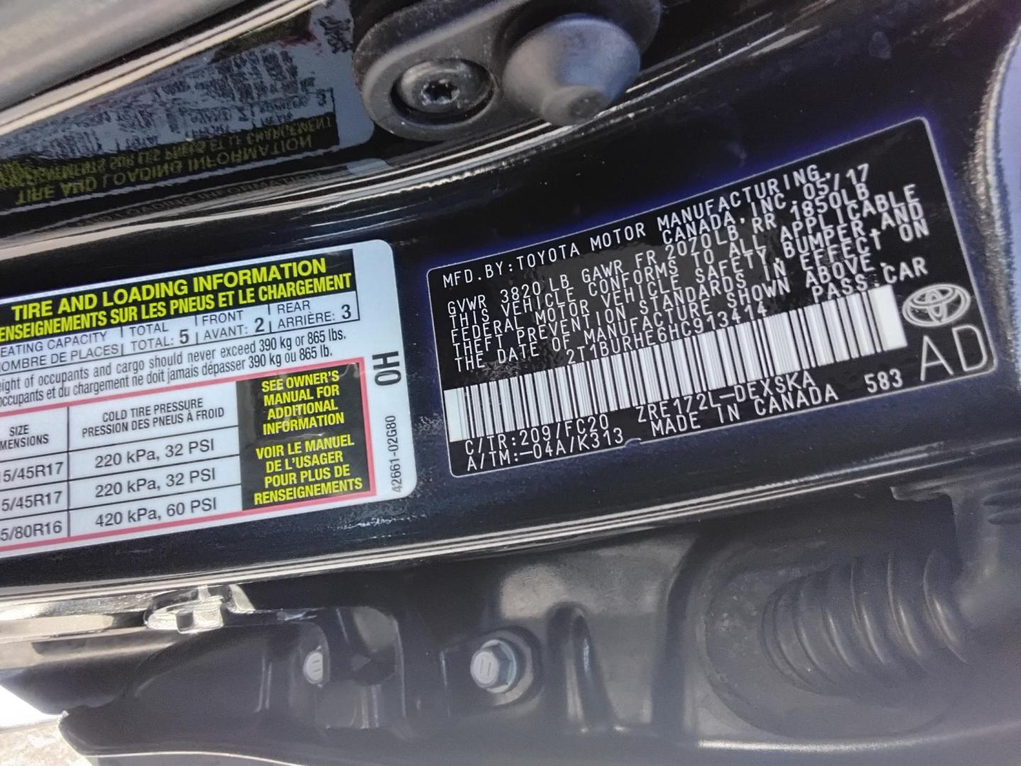 2017 BLACK /Grey Toyota Corolla L CVT (2T1BURHE6HC) with an 1.8L L4 DOHC 16V engine, CVT transmission, located at 6112 N Florida Avenue, Tampa, FL, 33604, (888) 521-5131, 27.954929, -82.459534 - 499$ DOWN PLUS TAX & TAG. - Photo#20