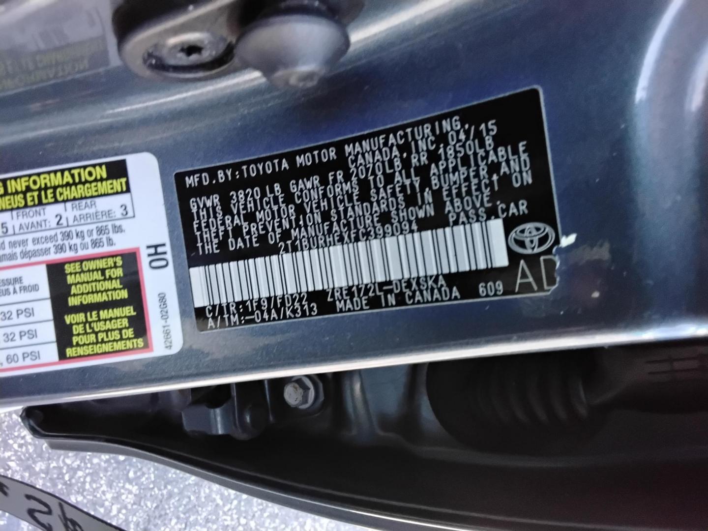 2015 GRAY /Grey Toyota Corolla L 4-Speed AT (2T1BURHEXFC) with an 1.8L L4 DOHC 16V engine, 4-Speed Automatic transmission, located at 6112 N Florida Avenue, Tampa, FL, 33604, (888) 521-5131, 27.954929, -82.459534 - 499$ DOWN PLUS TAX & TAG. - Photo#16