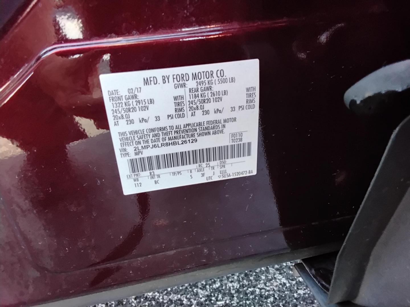 2017 RED LT /Beige Lincoln MKX Reserve (2LMPJ6LR8HB) with an 3.7L V6 DOHC 24V engine, 6A transmission, located at 6112 N Florida Avenue, Tampa, FL, 33604, (888) 521-5131, 27.954929, -82.459534 - 499$ DOWN PLUS TAX & TAG. - Photo#20