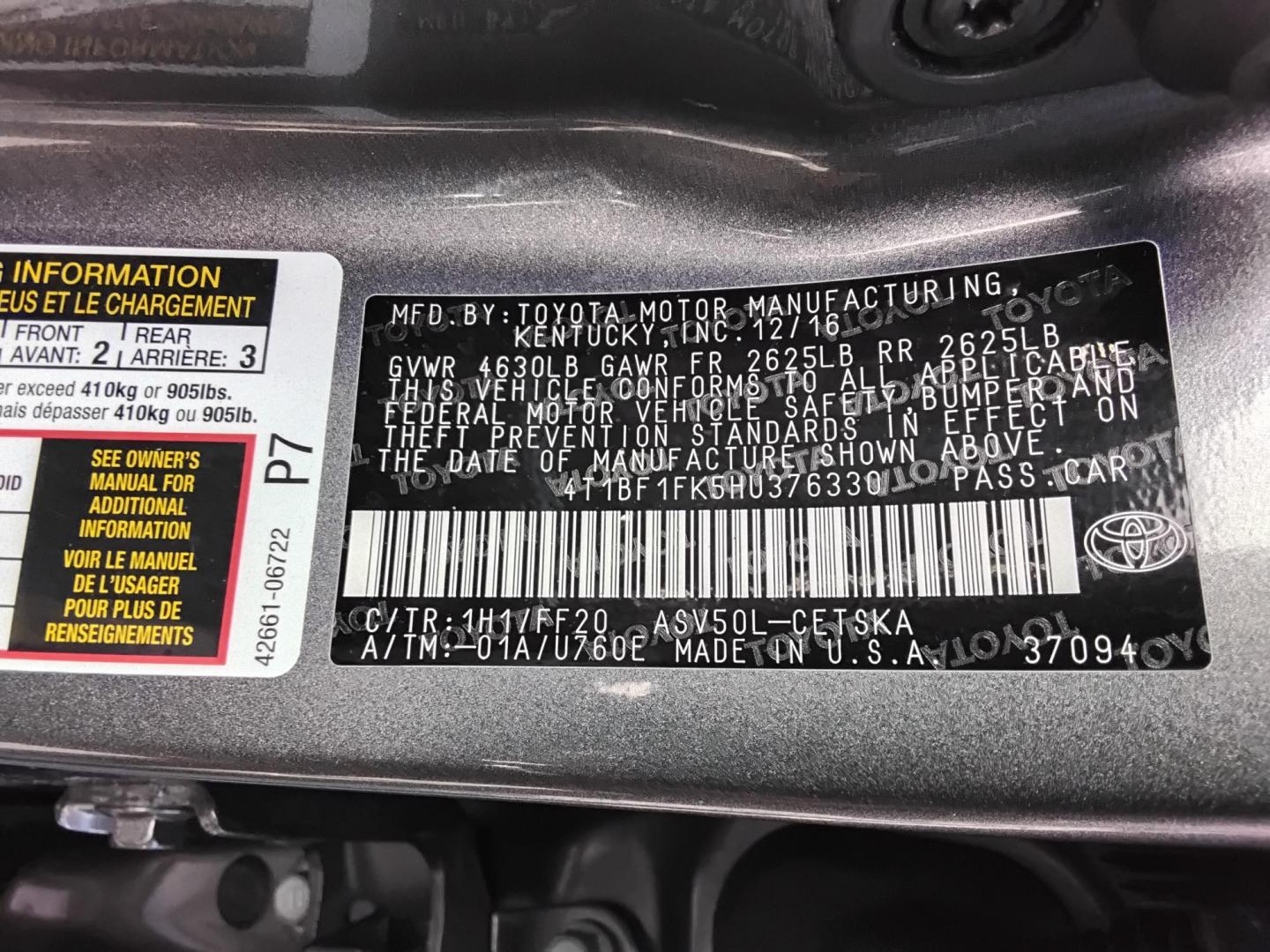2017 /Black Toyota Camry SE (4T1BF1FK5HU) with an 2.5L L4 DOHC 16V engine, 6A transmission, located at 6112 N Florida Avenue, Tampa, FL, 33604, (888) 521-5131, 27.954929, -82.459534 - 499$ down plus tax & tag. - Photo#23