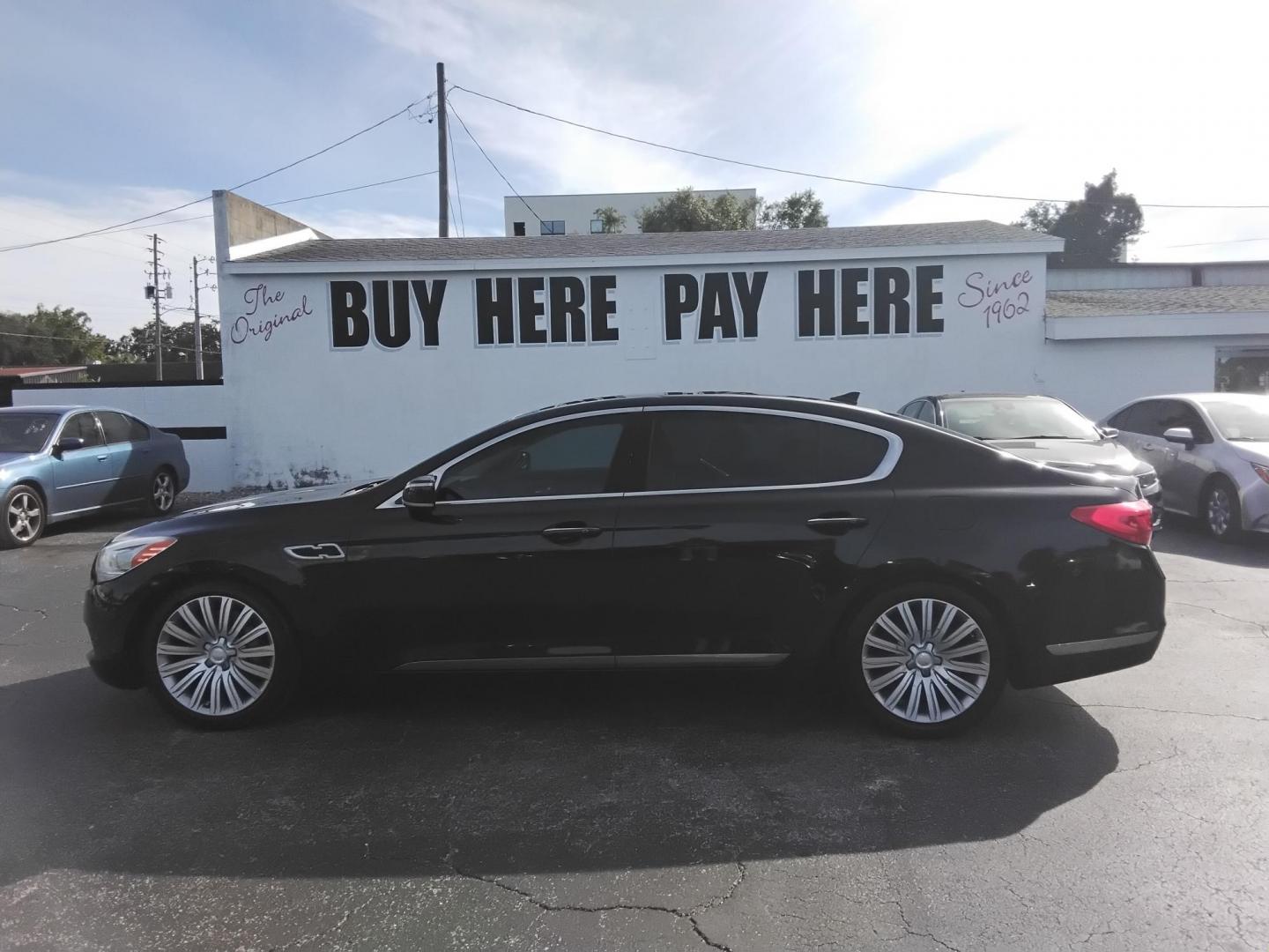 2015 BLACK /Beige Kia K900 V8 (KNALU4D45F6) with an 5.0L V8 OHV 32V engine, 8A transmission, located at 6112 N Florida Avenue, Tampa, FL, 33604, (888) 521-5131, 27.954929, -82.459534 - 499$ DOWN PLUS TAX & TAG. - Photo#0