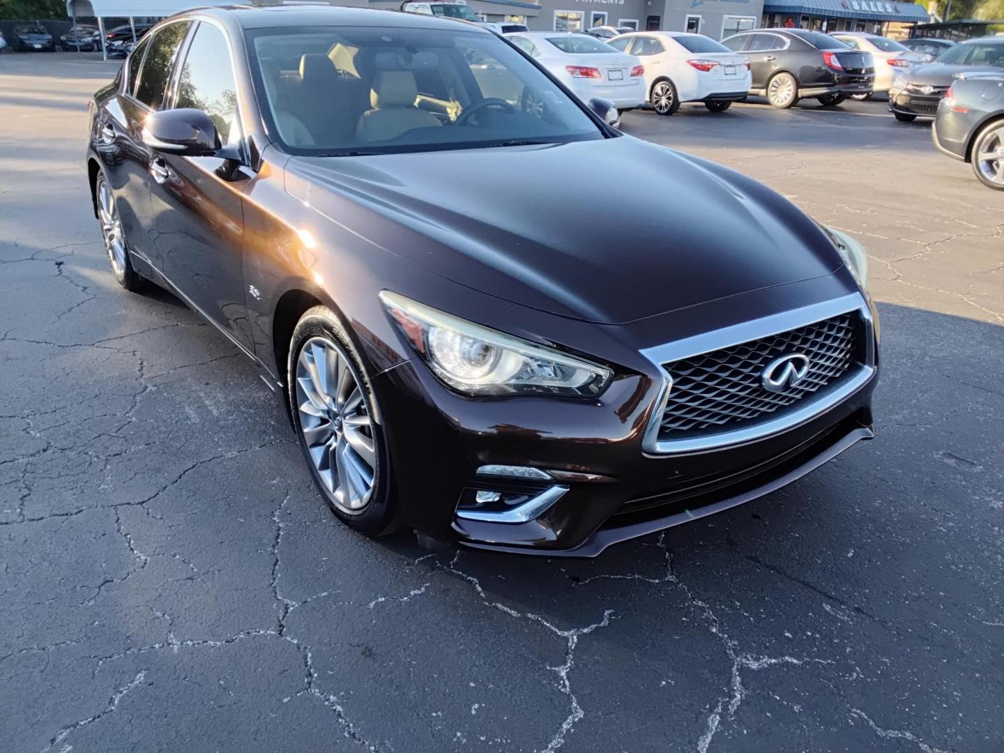 2018 BROWN /Beige Infiniti Q50 3.0t Sport (JN1EV7AP6JM) with an 3.0L V6 DOHC 24V TURBO engine, 7A transmission, located at 6112 N Florida Avenue, Tampa, FL, 33604, (888) 521-5131, 27.954929, -82.459534 - 499$ down plus tax & tag. - Photo#2