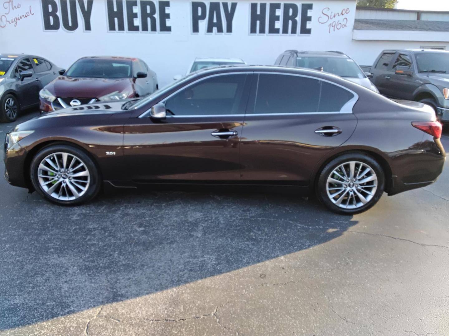 2018 BROWN /Beige Infiniti Q50 3.0t Sport (JN1EV7AP6JM) with an 3.0L V6 DOHC 24V TURBO engine, 7A transmission, located at 6112 N Florida Avenue, Tampa, FL, 33604, (888) 521-5131, 27.954929, -82.459534 - 499$ down plus tax & tag. - Photo#0