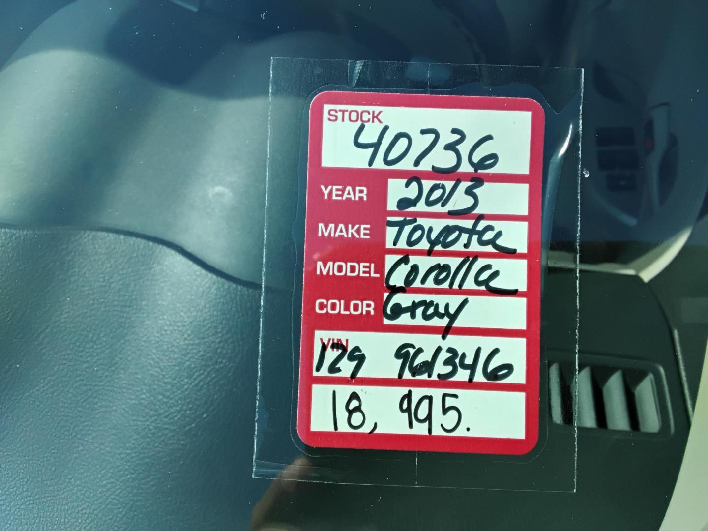 2013 GRAY /Grey Toyota Corolla S 5-Speed MT (2T1BU4EE0DC) with an 1.8L L4 DOHC 16V engine, 5-Speed Manual transmission, located at 6112 N Florida Avenue, Tampa, FL, 33604, (888) 521-5131, 27.954929, -82.459534 - 499$ down plus tax & tag. - Photo#17