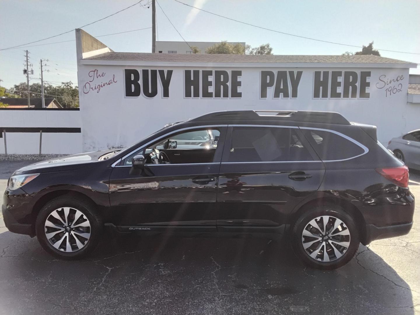 2015 BLACK /Black Subaru Outback 3.6R Limited (4S4BSENCXF3) with an 3.6L H6 DOHC 24V engine, 6-Speed Automatic transmission, located at 6112 N Florida Avenue, Tampa, FL, 33604, (888) 521-5131, 27.954929, -82.459534 - $499 DOWN PLUS TAX & TAG. - Photo#0