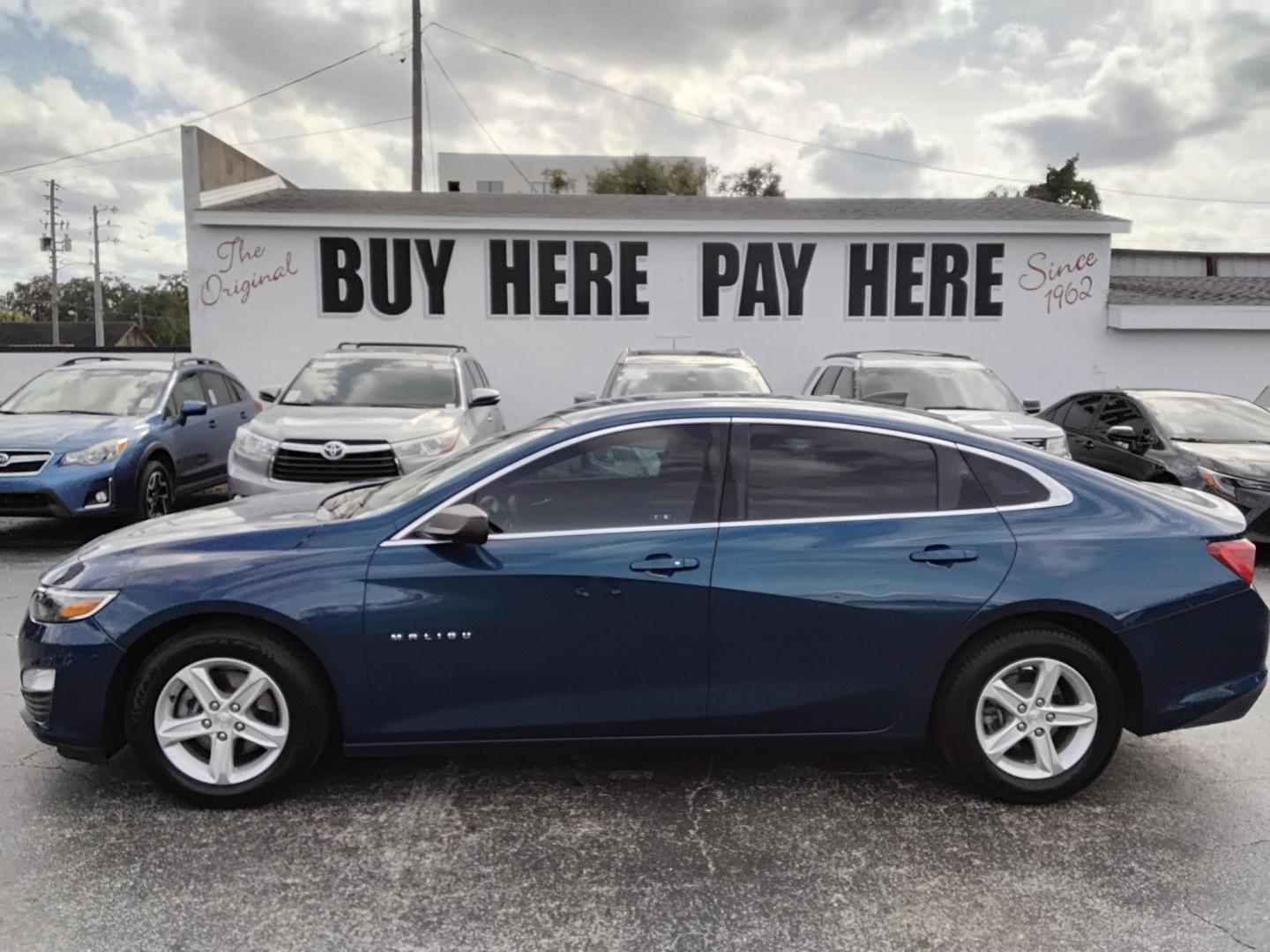 2019 DK BLUE /Grey Chevrolet Malibu LS (1G1ZB5ST8KF) with an 1.5L L4 DOHC 16V engine, 6A transmission, located at 6112 N Florida Avenue, Tampa, FL, 33604, (888) 521-5131, 27.954929, -82.459534 - $499 down plus tax & tag. - Photo#0
