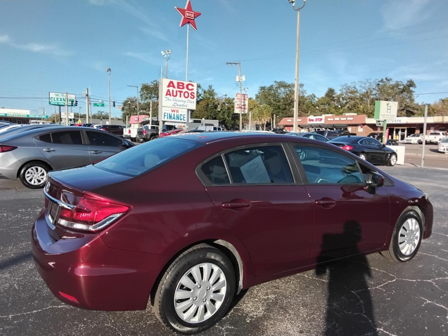 2015 RED /Beige Honda Civic LX Sedan CVT (19XFB2F57FE) with an 1.8L L4 SOHC 16V engine, Continuously Variable Transmission transmission, located at 6112 N Florida Avenue, Tampa, FL, 33604, (888) 521-5131, 27.954929, -82.459534 - $499 DOWN PLUS TAX & TAG. - Photo#2
