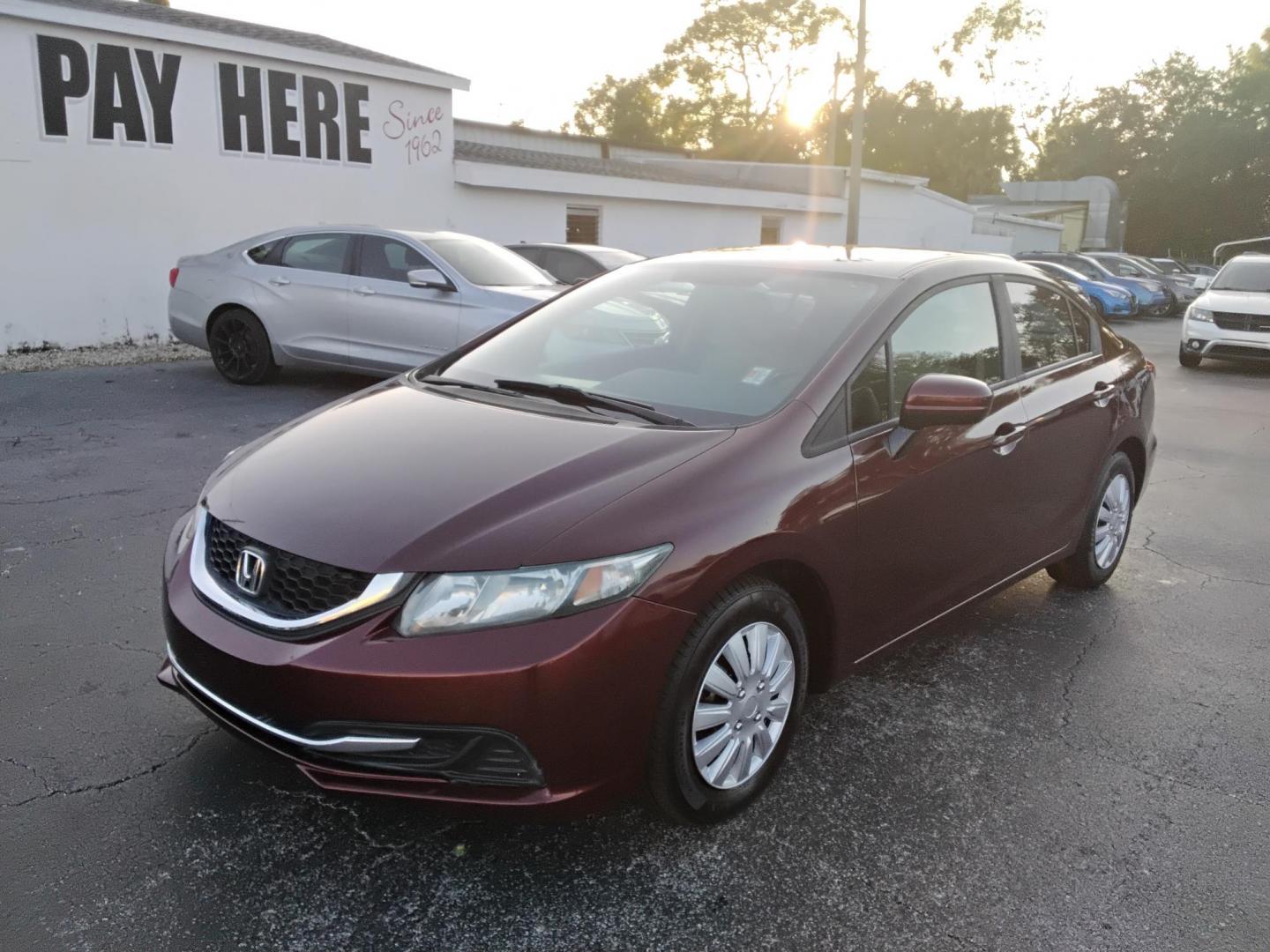 2015 RED /Beige Honda Civic LX Sedan CVT (19XFB2F57FE) with an 1.8L L4 SOHC 16V engine, Continuously Variable Transmission transmission, located at 6112 N Florida Avenue, Tampa, FL, 33604, (888) 521-5131, 27.954929, -82.459534 - $499 DOWN PLUS TAX & TAG. - Photo#1