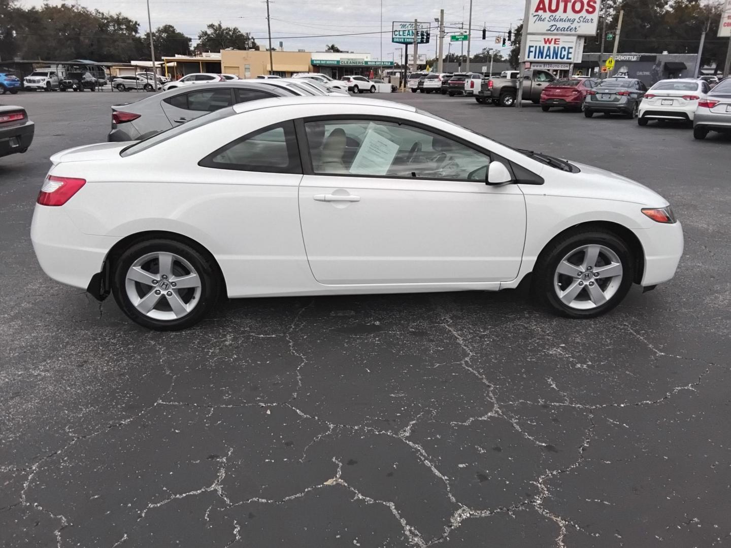 2007 White /Beige Honda Civic LX Coupe AT (2HGFG12697H) with an 1.8L L4 SOHC 16V engine, 5-Speed Automatic Overdrive transmission, located at 6112 N Florida Avenue, Tampa, FL, 33604, (888) 521-5131, 27.954929, -82.459534 - $499 down plus tax & tag. - Photo#5