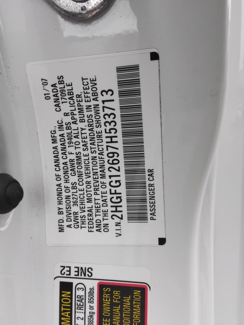 2007 White /Beige Honda Civic LX Coupe AT (2HGFG12697H) with an 1.8L L4 SOHC 16V engine, 5-Speed Automatic Overdrive transmission, located at 6112 N Florida Avenue, Tampa, FL, 33604, (888) 521-5131, 27.954929, -82.459534 - $499 down plus tax & tag. - Photo#18