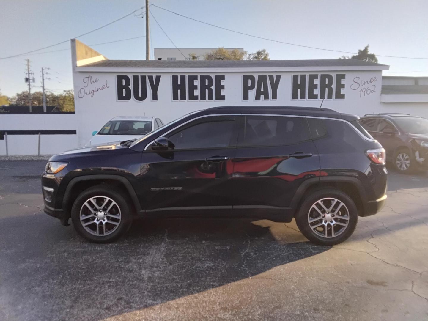 2017 BLACK /Black Jeep Compass Sport FWD (3C4NJCBB8HT) with an 2.4L L4 DOHC 16V engine, located at 6112 N Florida Avenue, Tampa, FL, 33604, (888) 521-5131, 27.954929, -82.459534 - $499 down plus tax & tag. - Photo#0