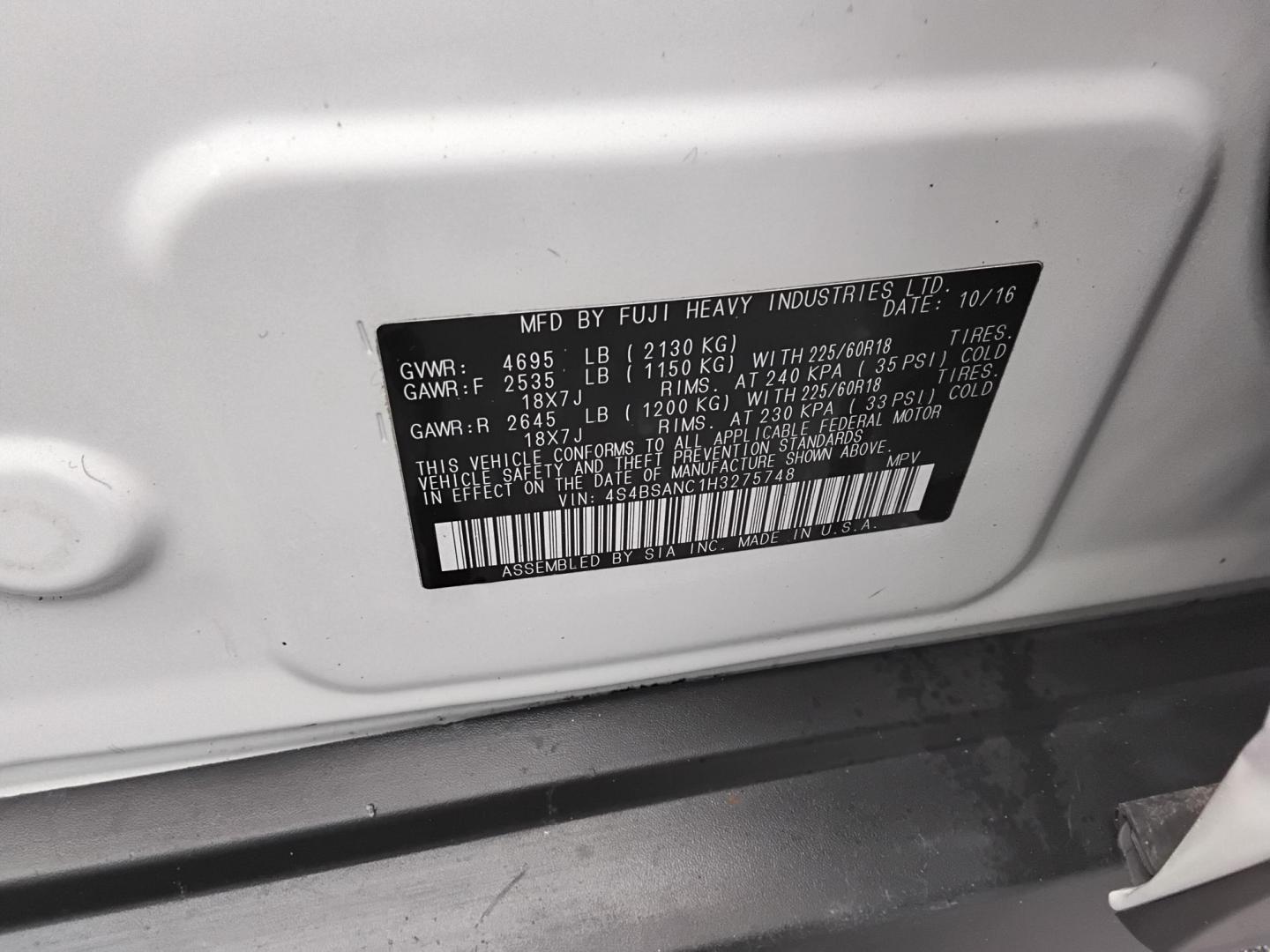 2017 White /Black Subaru Outback 2.5i Limited (4S4BSANC1H3) with an 2.5L H4 DOHC 16V engine, CVT transmission, located at 6112 N Florida Avenue, Tampa, FL, 33604, (888) 521-5131, 27.954929, -82.459534 - $499 DOWN PLUS TAX & TAG. - Photo#23