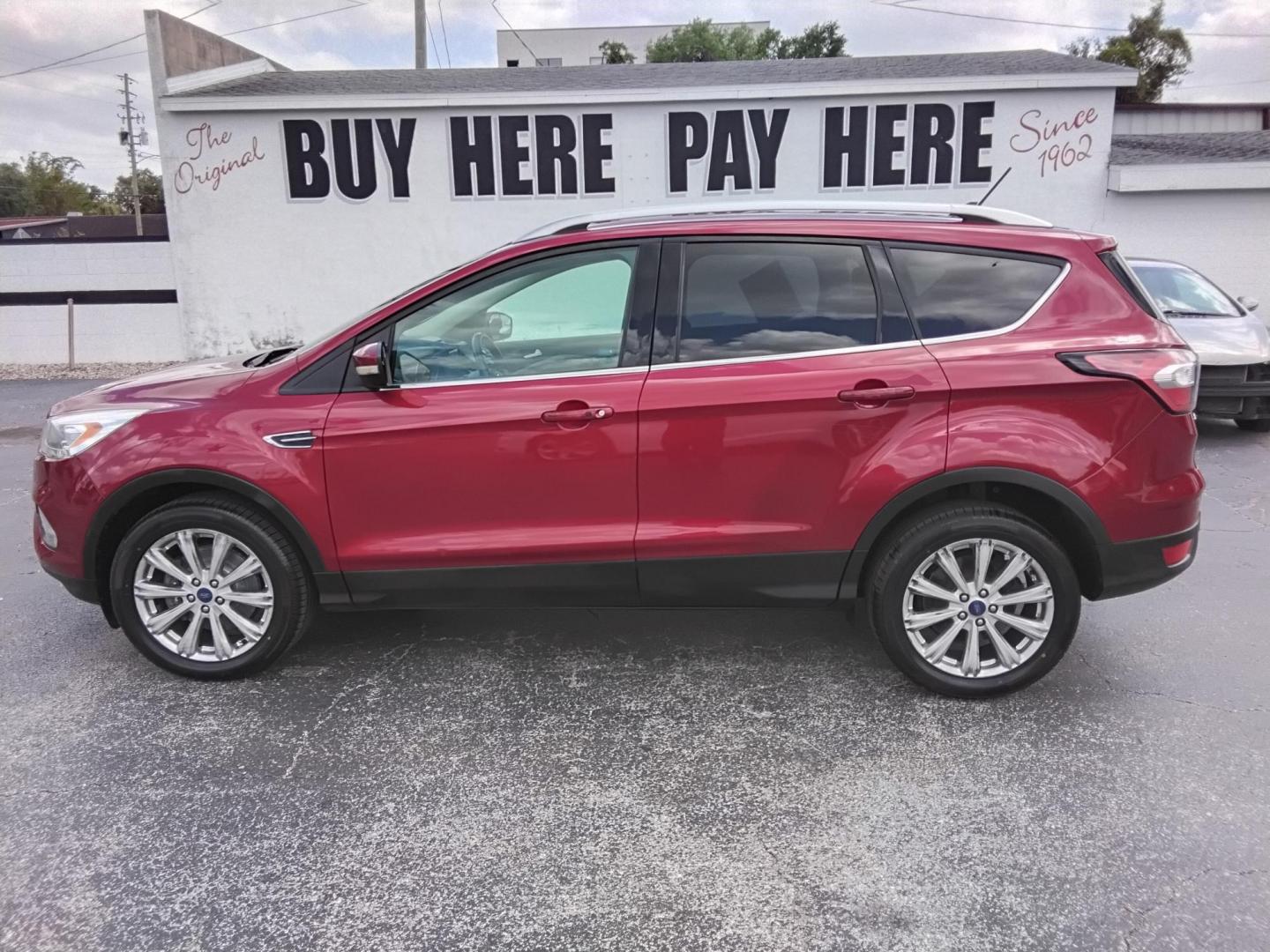 2018 RED /Beige Ford Escape Titanium FWD (1FMCU0J93JU) with an 2.0L L4 DOHC 16V engine, 6A transmission, located at 6112 N Florida Avenue, Tampa, FL, 33604, (888) 521-5131, 27.954929, -82.459534 - $499 DOWN PLUS TAX & TAG. - Photo#0