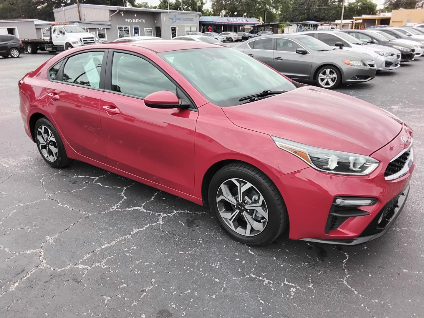 2019 RED /Grey Kia Forte LX 6A (3KPF24AD8KE) with an 2.0L L4 DOHC 16V engine, 6A transmission, located at 6112 N Florida Avenue, Tampa, FL, 33604, (888) 521-5131, 27.954929, -82.459534 - $499 DOWN PLUS TAX & TAG. - Photo#3