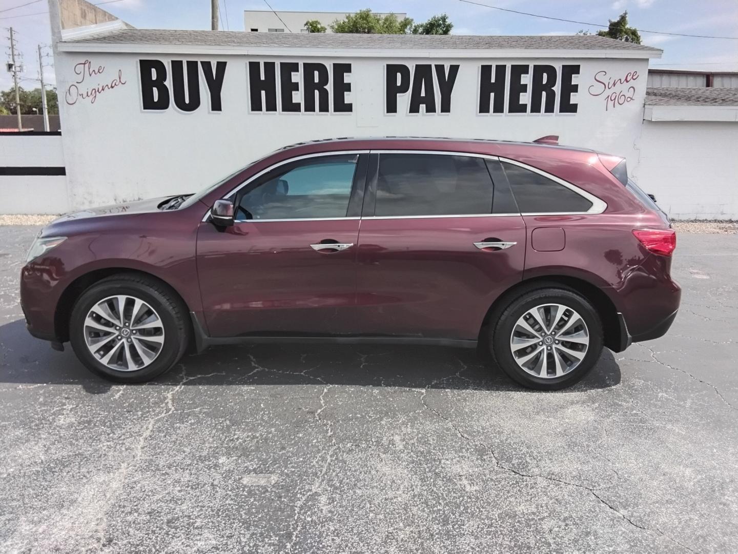 2015 RED /Beige Acura MDX 6-Spd AT w/Tech Package (5FRYD3H43FB) with an 3.5L V6 SOHC 24V engine, 6A transmission, located at 6112 N Florida Avenue, Tampa, FL, 33604, (888) 521-5131, 27.954929, -82.459534 - $499 DOWN PLUS TAX & TAG.- Photo#0