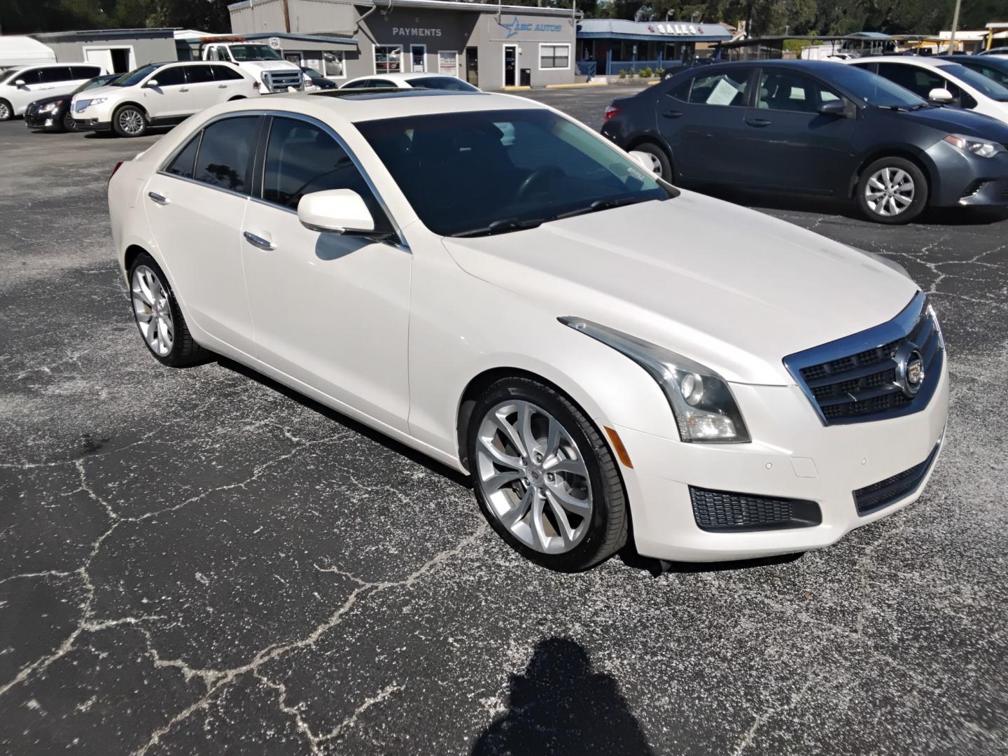 2013 White /GREY Cadillac ATS 2.5L Luxury RWD (1G6AB5SA3D0) with an 2.5L L4 DOHC 16V engine, 6A transmission, located at 6112 N Florida Avenue, Tampa, FL, 33604, (888) 521-5131, 27.954929, -82.459534 - $499 down plus tax & tag.- Photo#3