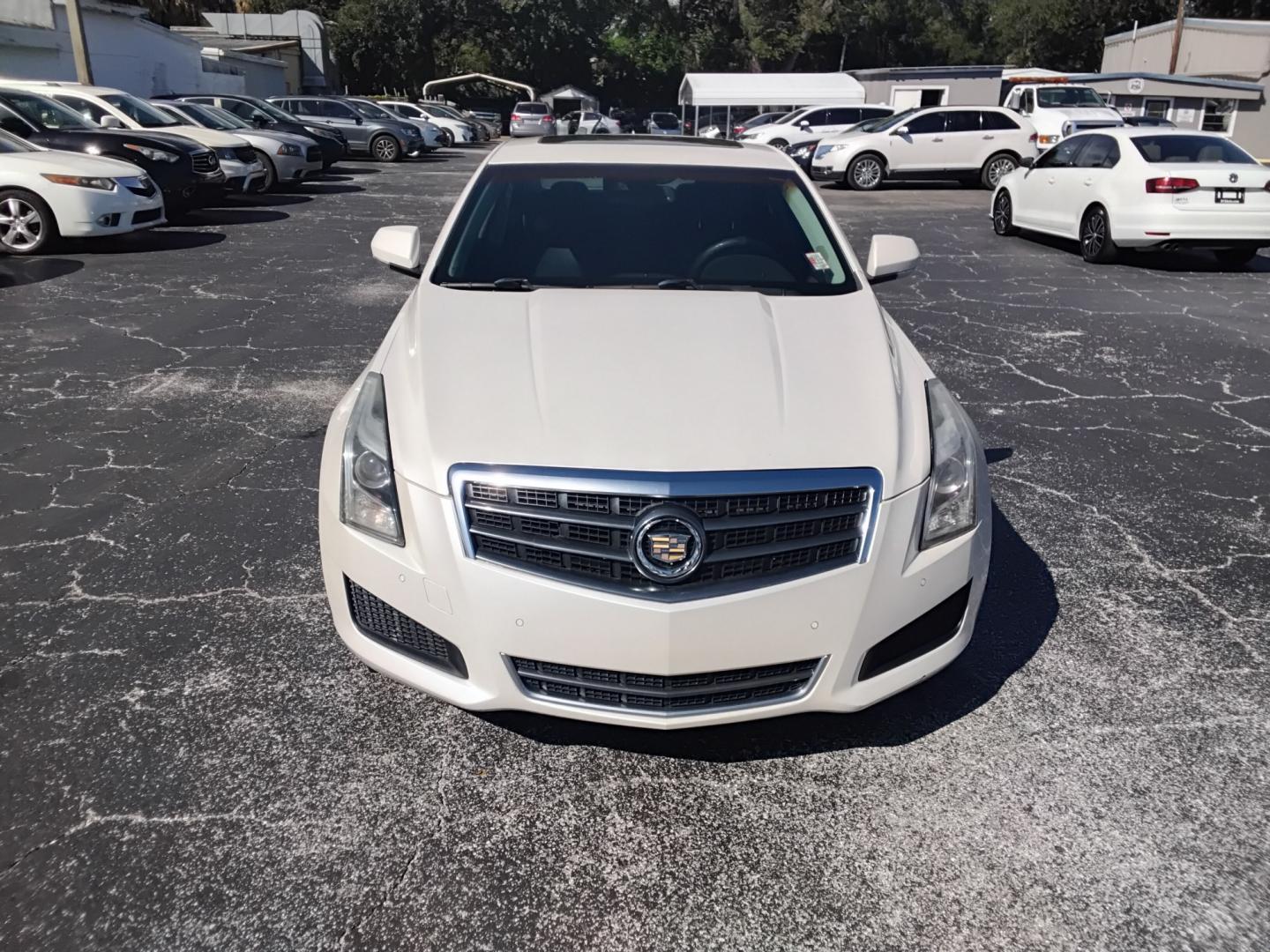 2013 White /GREY Cadillac ATS 2.5L Luxury RWD (1G6AB5SA3D0) with an 2.5L L4 DOHC 16V engine, 6A transmission, located at 6112 N Florida Avenue, Tampa, FL, 33604, (888) 521-5131, 27.954929, -82.459534 - $499 down plus tax & tag.- Photo#1
