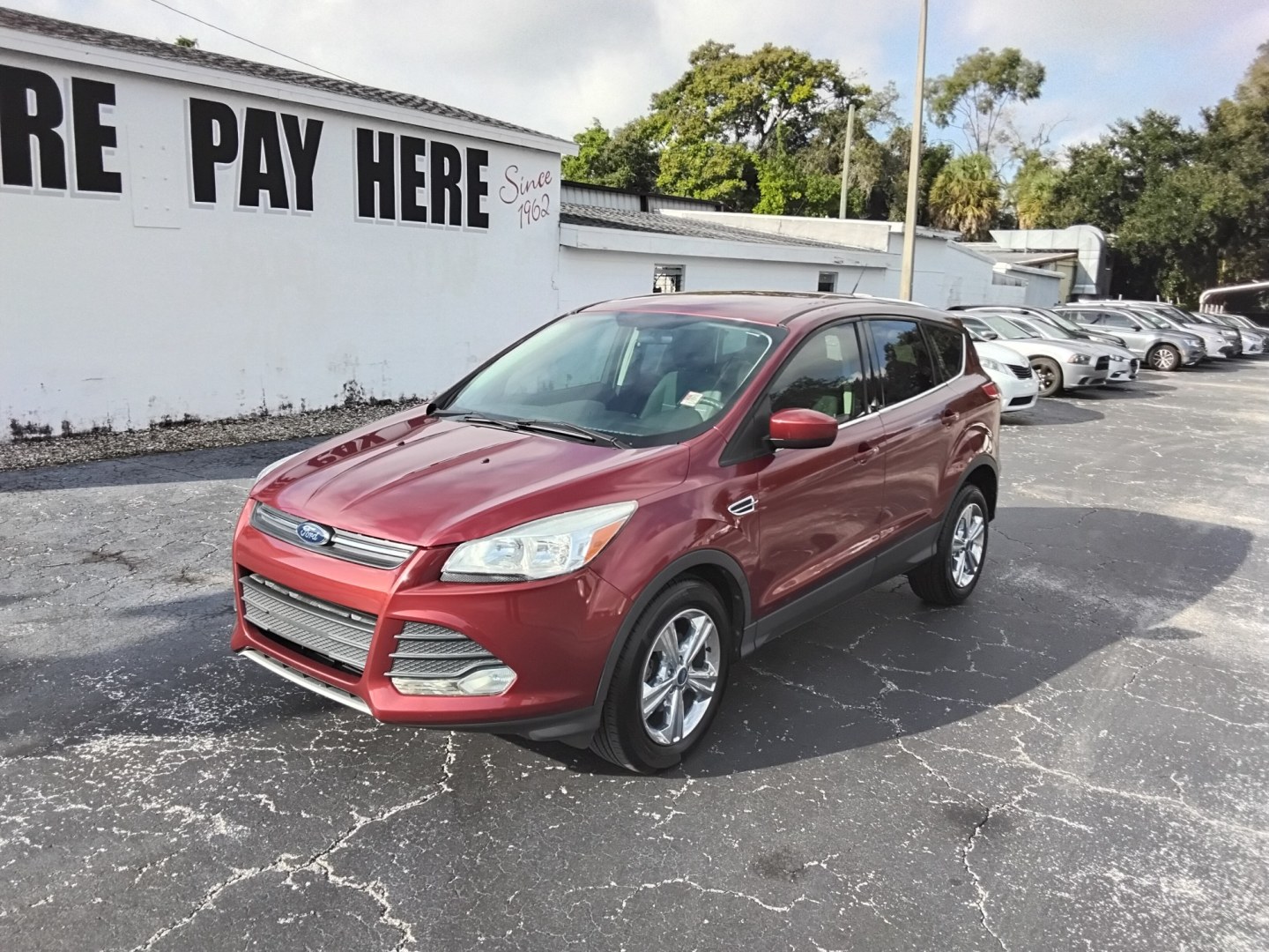 2014 RED /GREY Ford Escape SE FWD (1FMCU0GX2EU) with an 1.6L L4 DOHC 16V engine, 6-Speed Automatic transmission, located at 6112 N Florida Avenue, Tampa, FL, 33604, (888) 521-5131, 27.954929, -82.459534 - $499 down plus tax & tag.- Photo#1