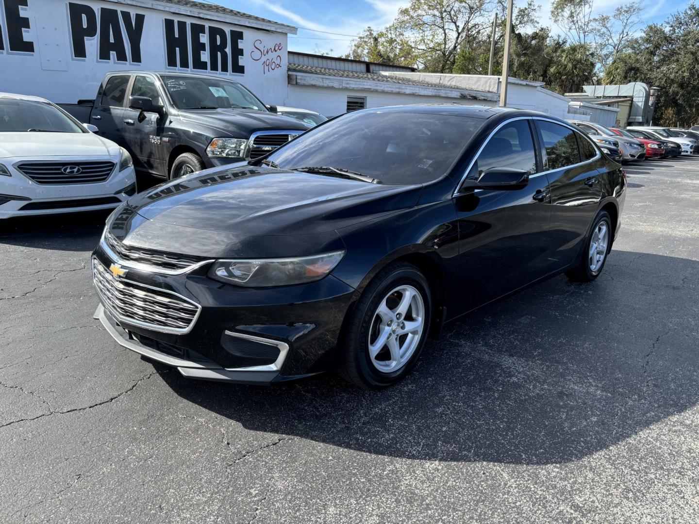 2017 BLACK /Grey Chevrolet Malibu LS (1G1ZB5STXHF) with an 1.5L L4 DOHC 16V engine, 6A transmission, located at 6112 N Florida Avenue, Tampa, FL, 33604, (888) 521-5131, 27.954929, -82.459534 - Photo#2