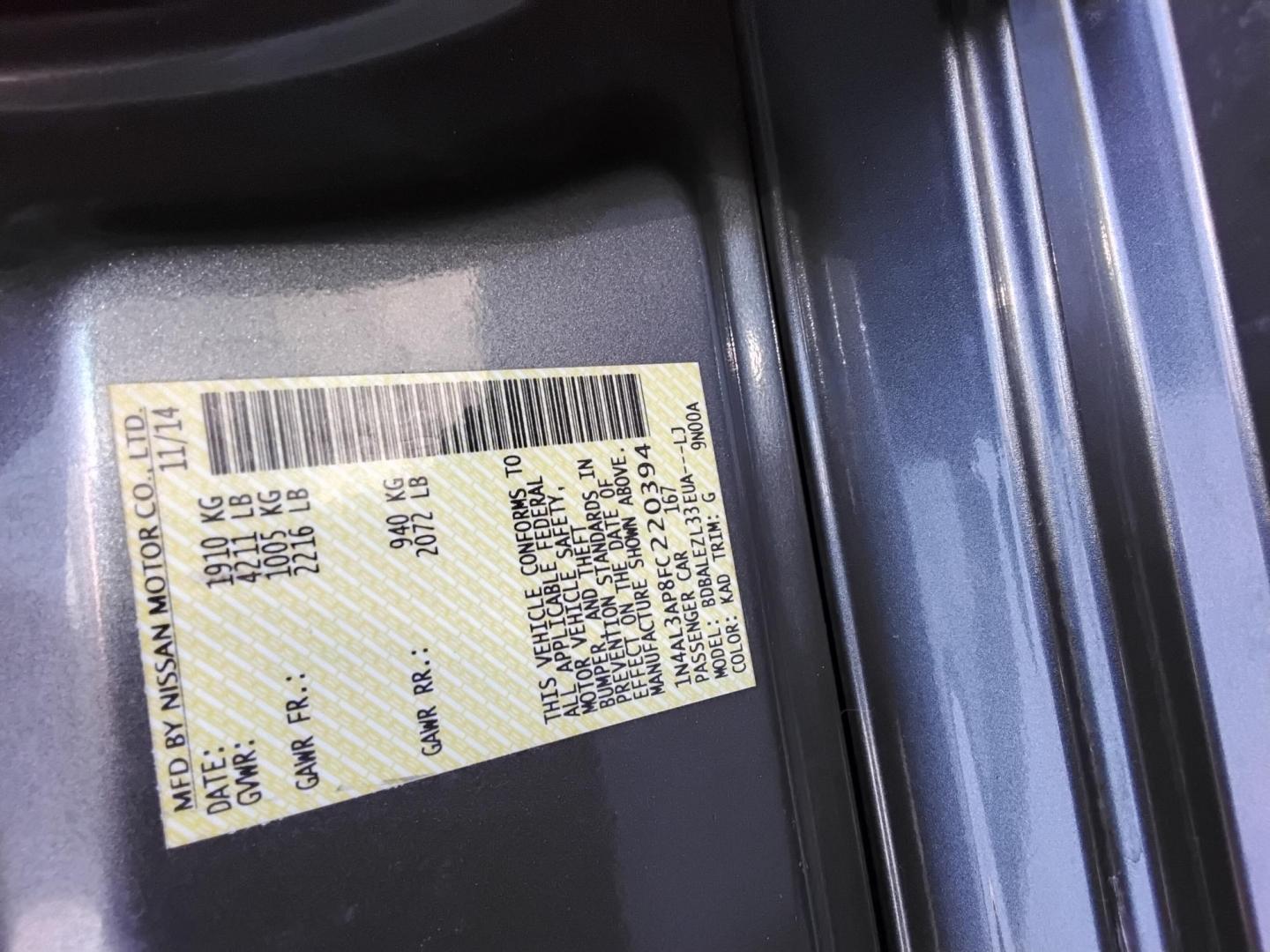 2015 GRAY /Grey Nissan Altima 2.5 S (1N4AL3AP8FC) with an 2.5L L4 DOHC 16V engine, Continuously Variable Transmission transmission, located at 6112 N Florida Avenue, Tampa, FL, 33604, (888) 521-5131, 27.954929, -82.459534 - 499$ DOWN PLUS TAX & TAG. - Photo#21