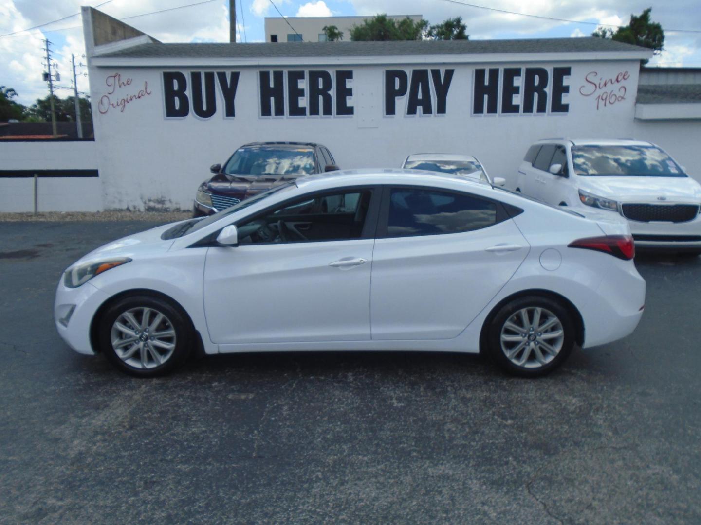2015 White /Grey Hyundai Elantra Limited (5NPDH4AE9FH) with an 1.8L L4 DOHC 16V engine, 6-Speed Automatic transmission, located at 6112 N Florida Avenue, Tampa, FL, 33604, (888) 521-5131, 27.954929, -82.459534 - 499$ DOWN PLUS TAX & TAG. - Photo#0